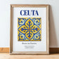 Ceuta, Spain – Wanderlust Wall Decor, in wooden frame leaning on the floor