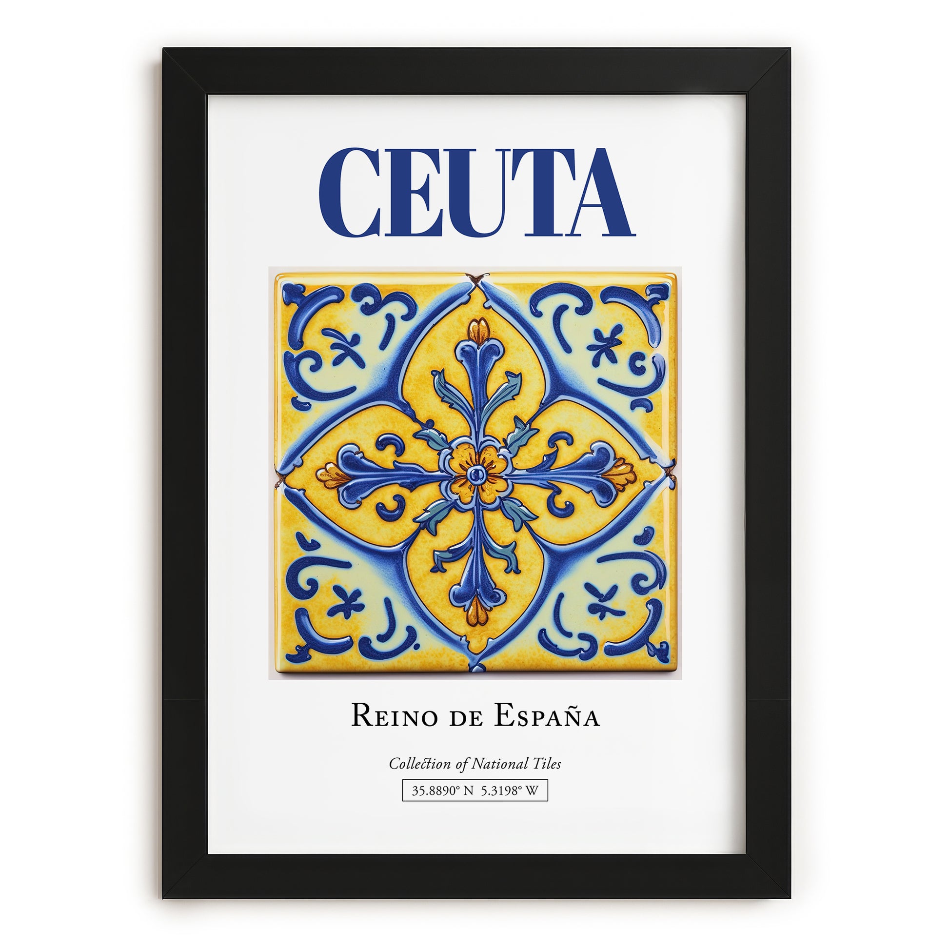 Ceuta, Spain – Wanderlust Wall Decor, in sleek black frame