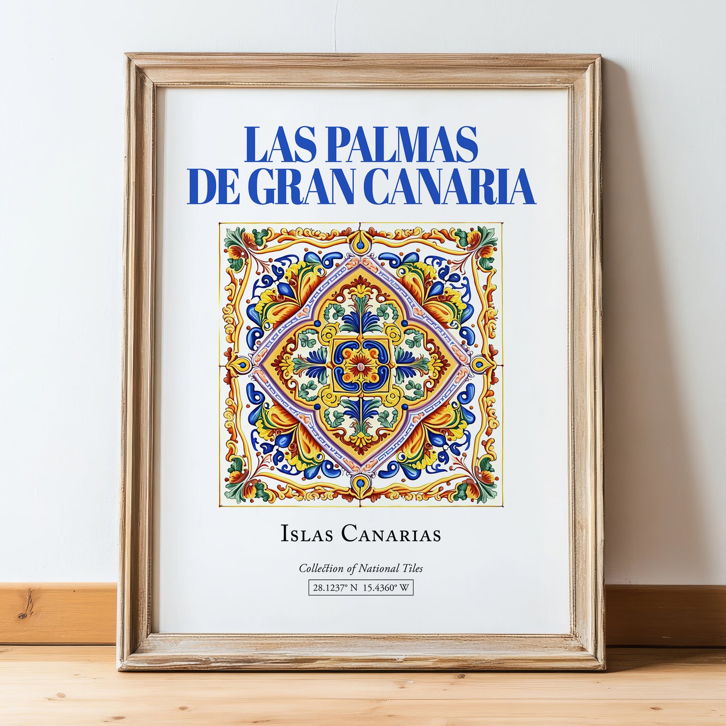 Las Palmas de Gran Canaria, Spain – Travel Poster, in wooden frame leaning on the floor