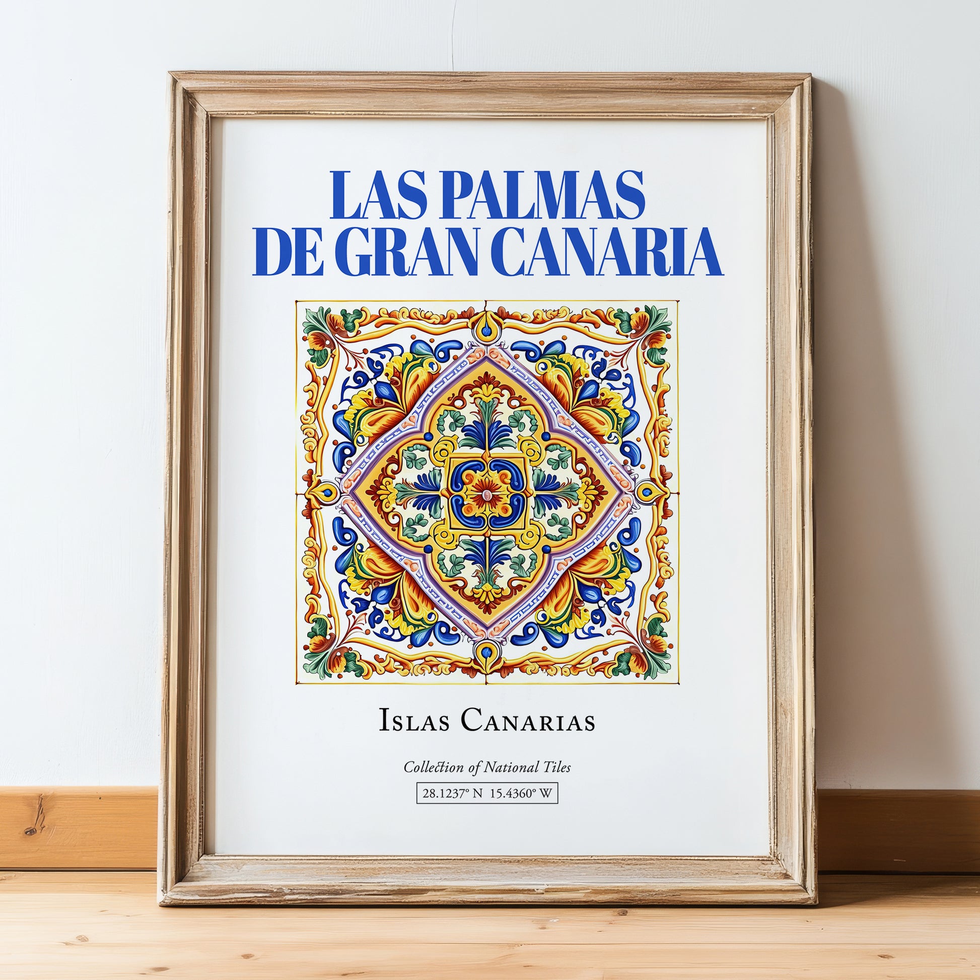 Las Palmas de Gran Canaria, Spain – Travel Poster, in wooden frame leaning on the floor