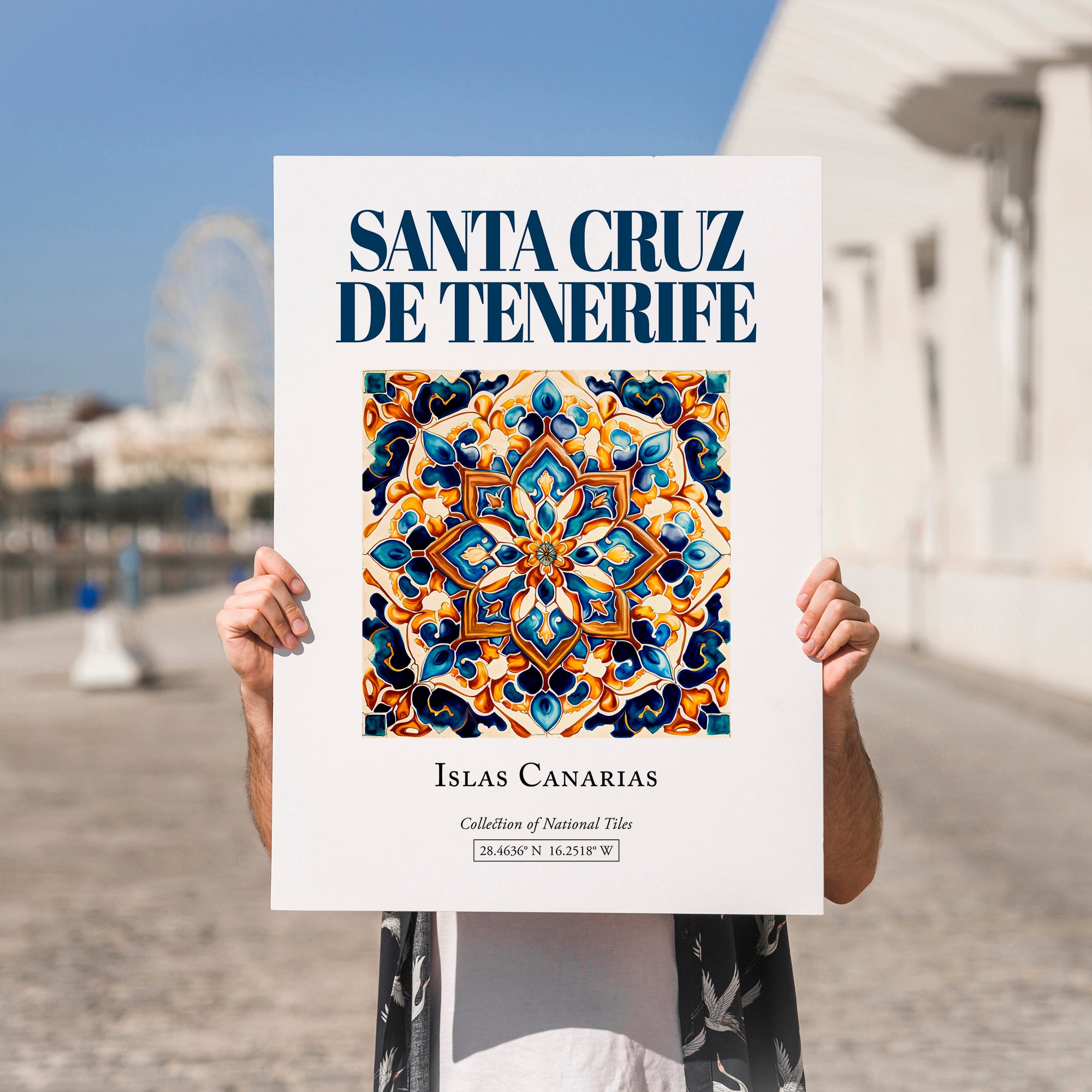 Santa Cruz de Tenerife, Spain – Travel Wall Art, no-text version framed in wood