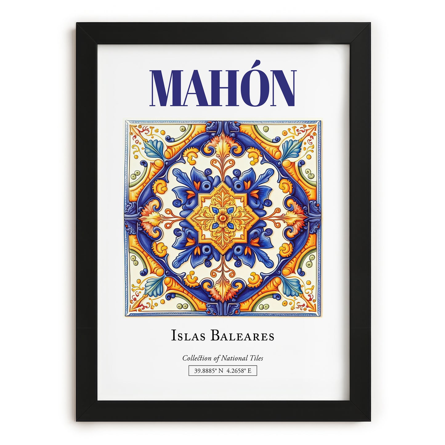 Mahón (Maó), Spain – Cityscape Wall Art, in sleek black frame
