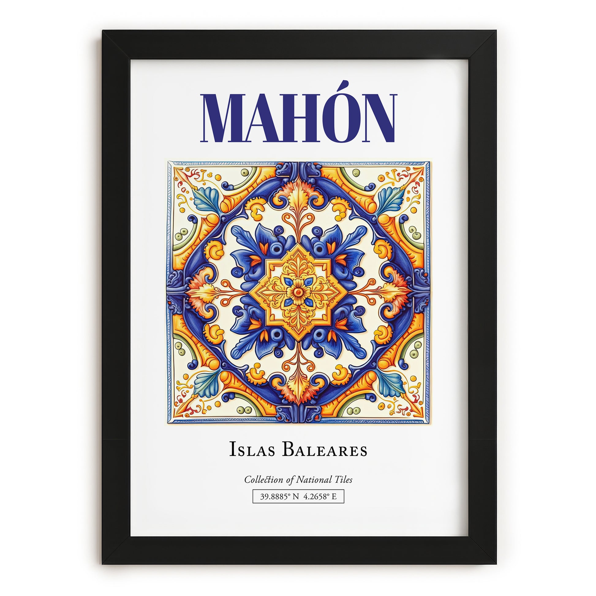 Mahón (Maó), Spain – Cityscape Wall Art, in sleek black frame