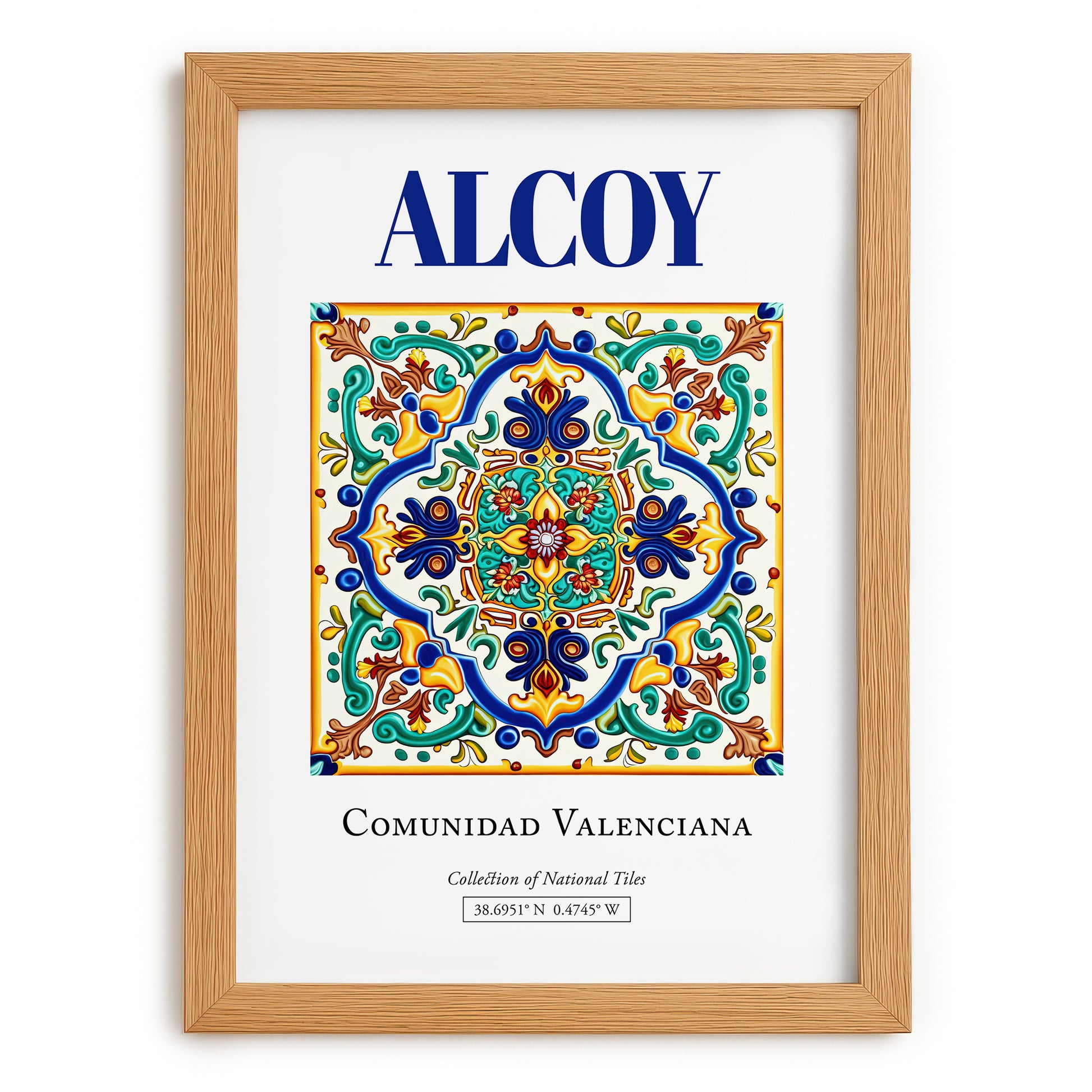 Alcoy, Spain – World Travel Art, set in oak frame