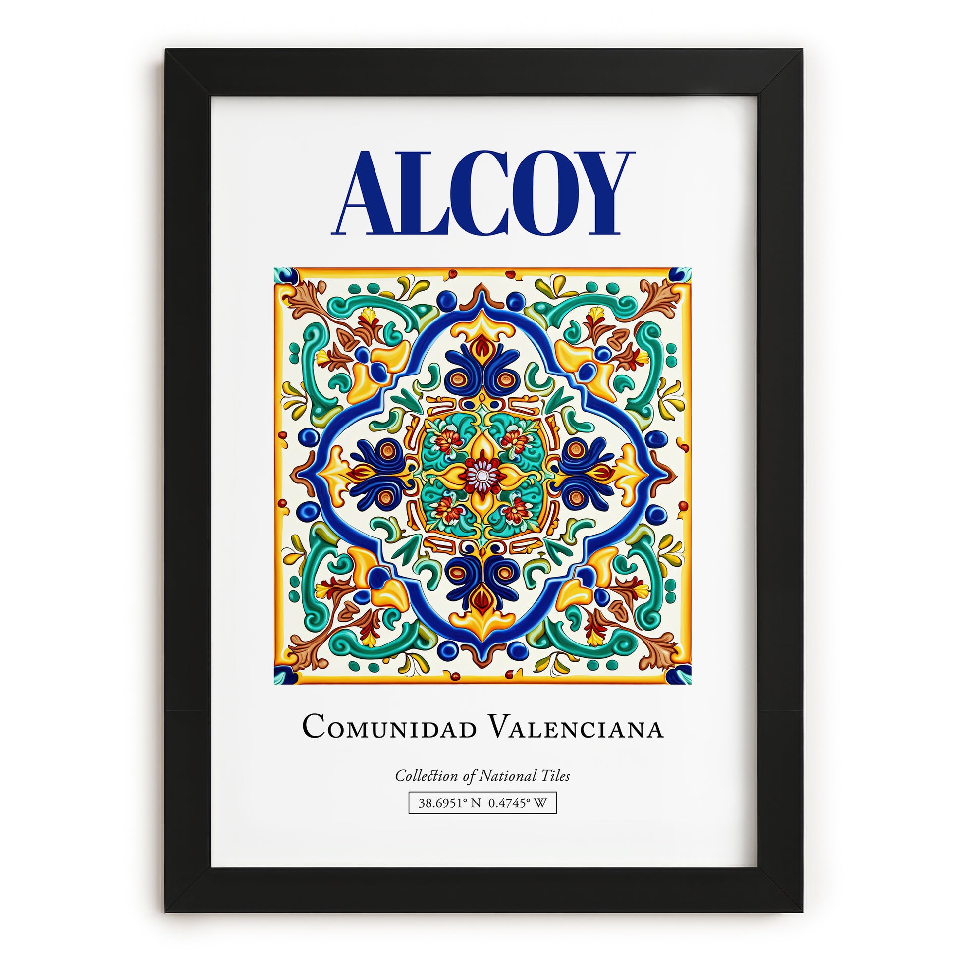 Alcoy, Spain – World Travel Art, in sleek black frame