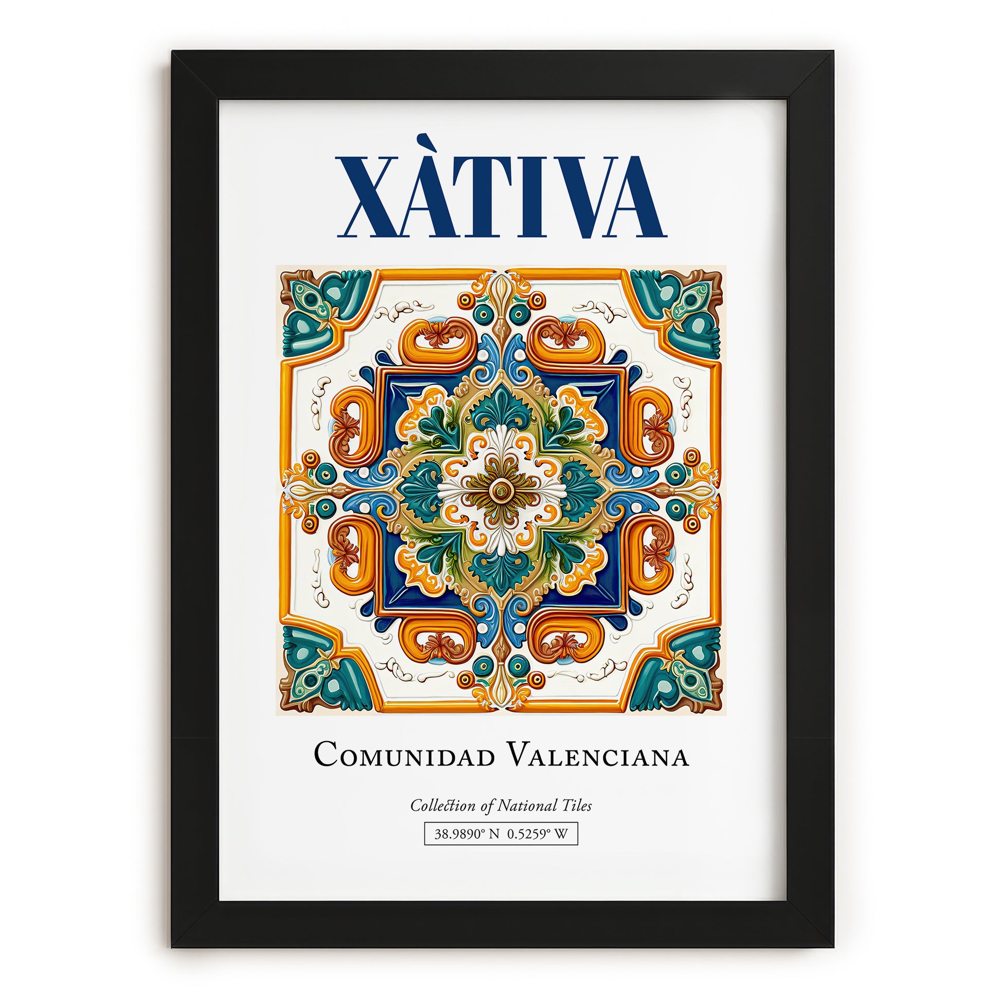 Xàtiva, Spain – Travel Print, in sleek black frame