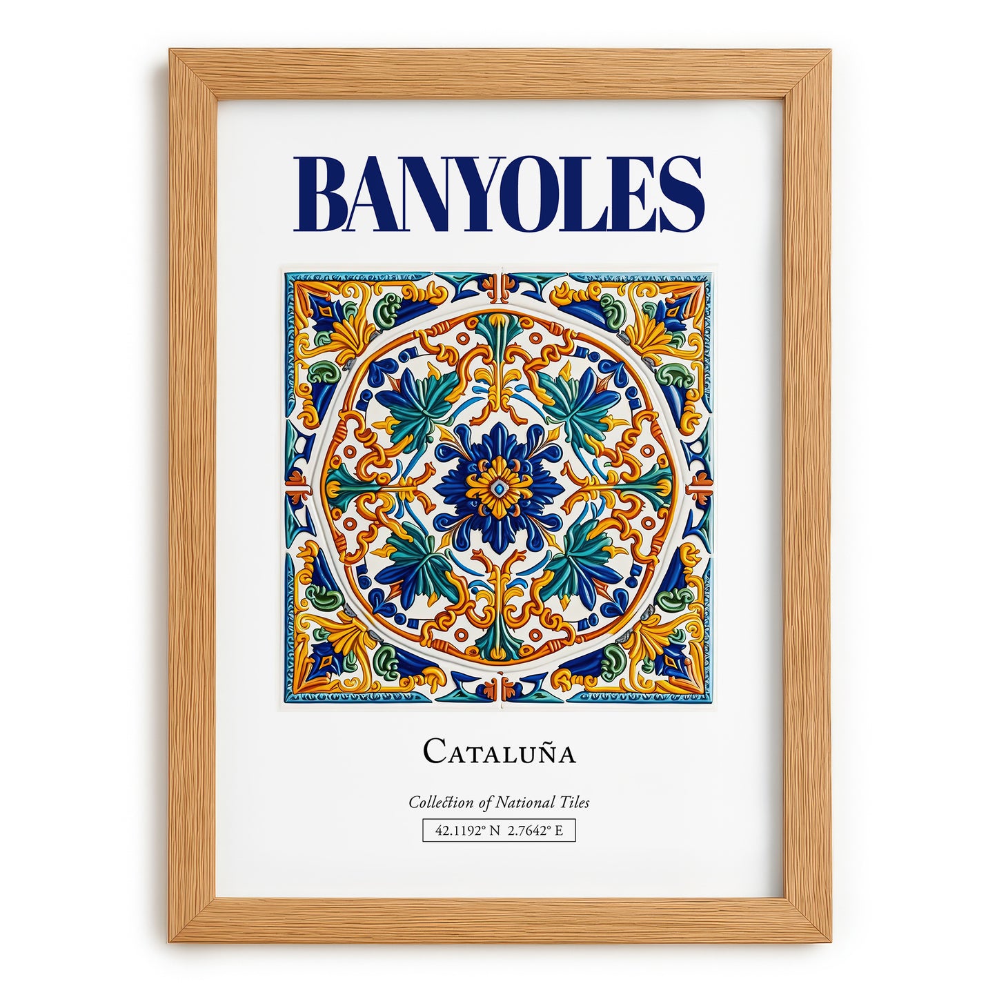 Banyoles, Spain – Travel Print, set in oak frame