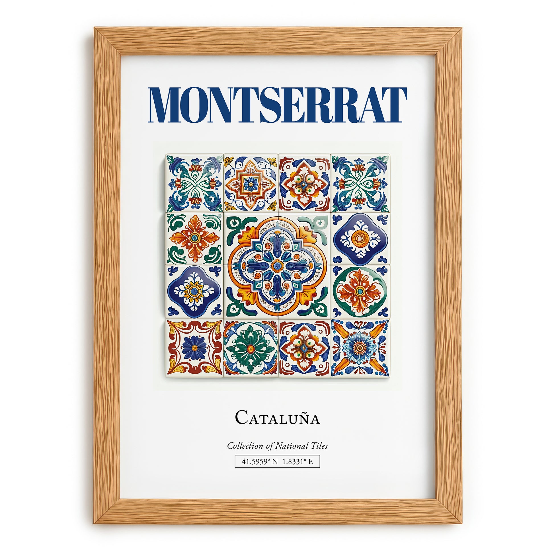 Montserrat, Spain – Cityscape Wall Art, set in oak frame