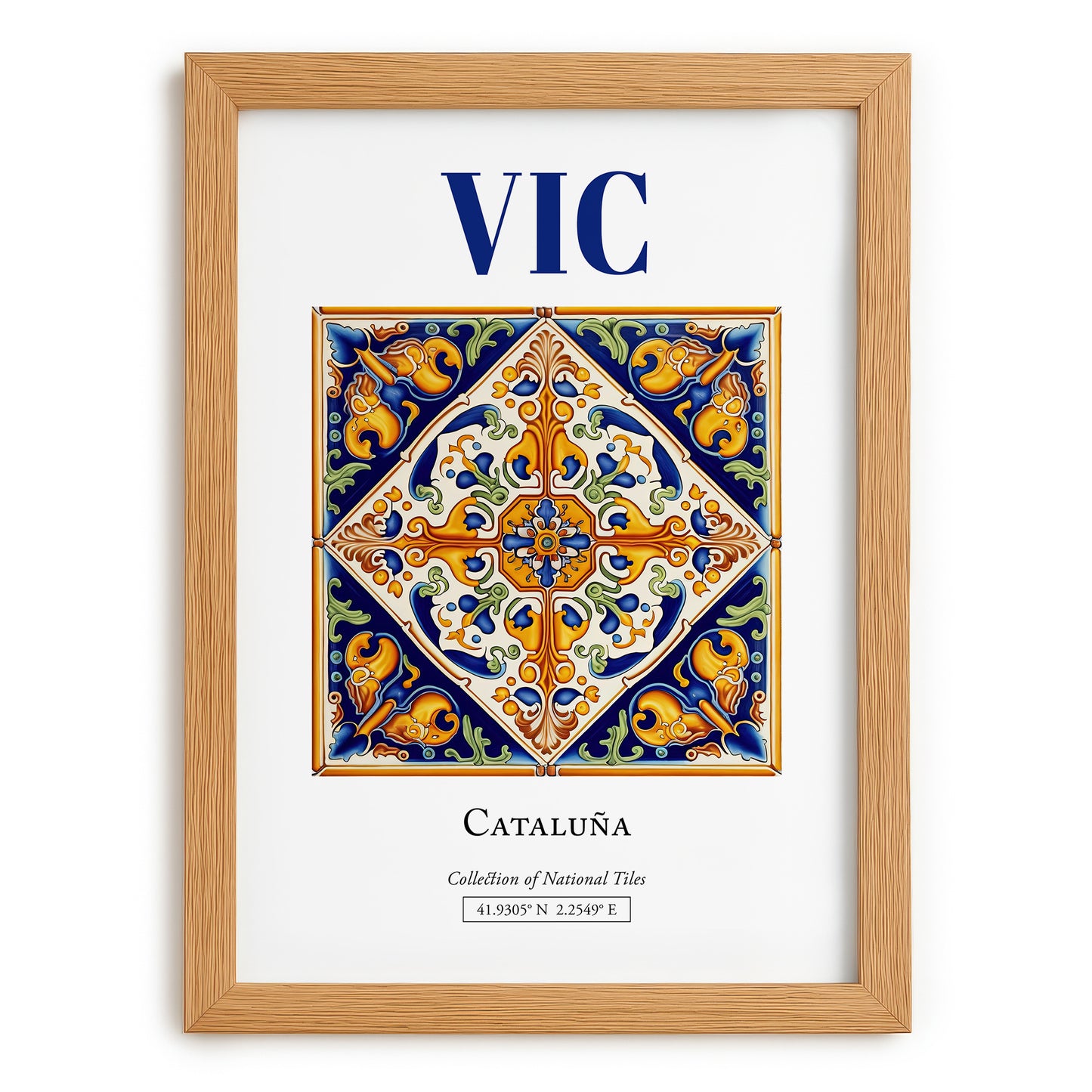 Vic, Spain – Travel Print, set in oak frame