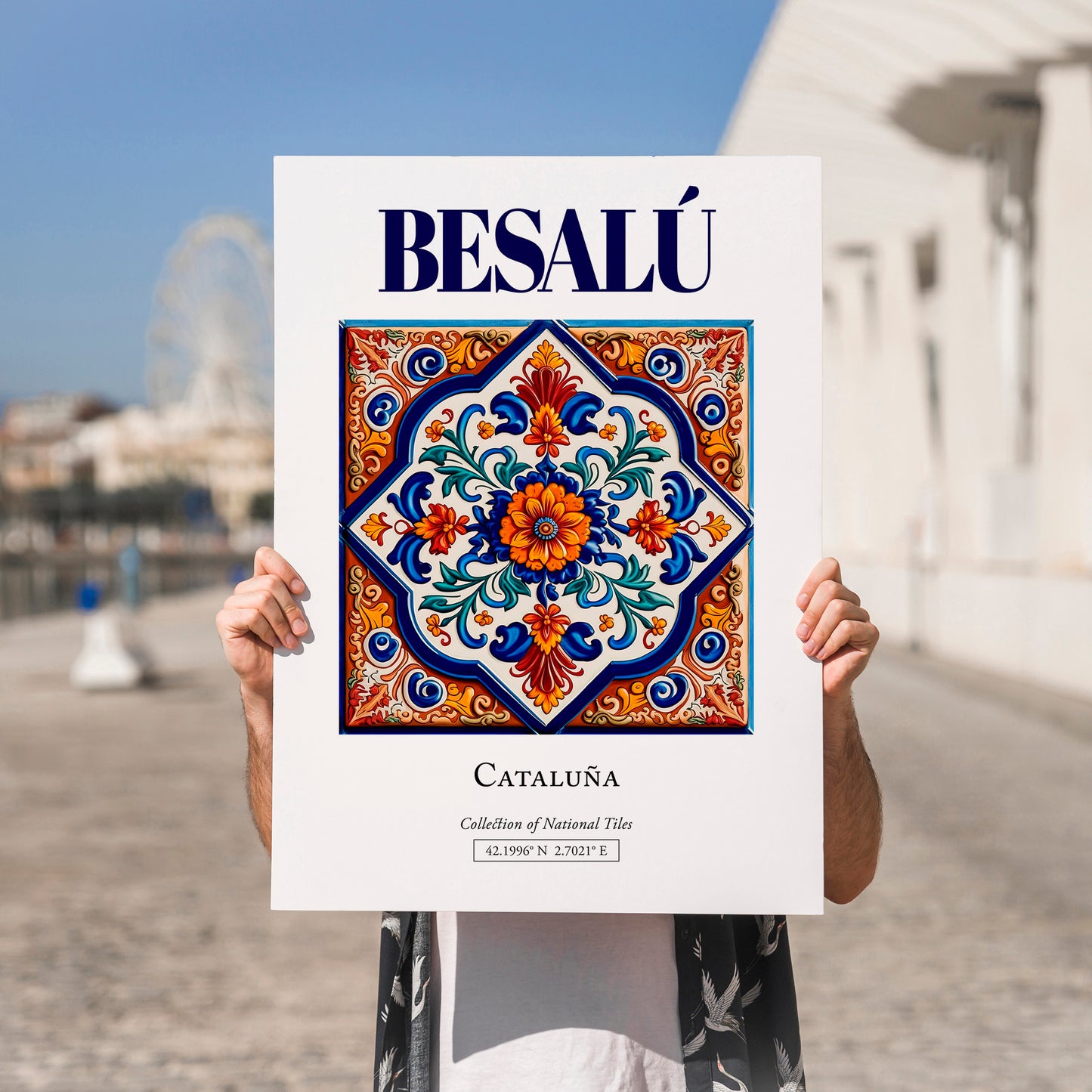 Besalú, Spain – Cultural Heritage Wall Art, no-text version framed in wood