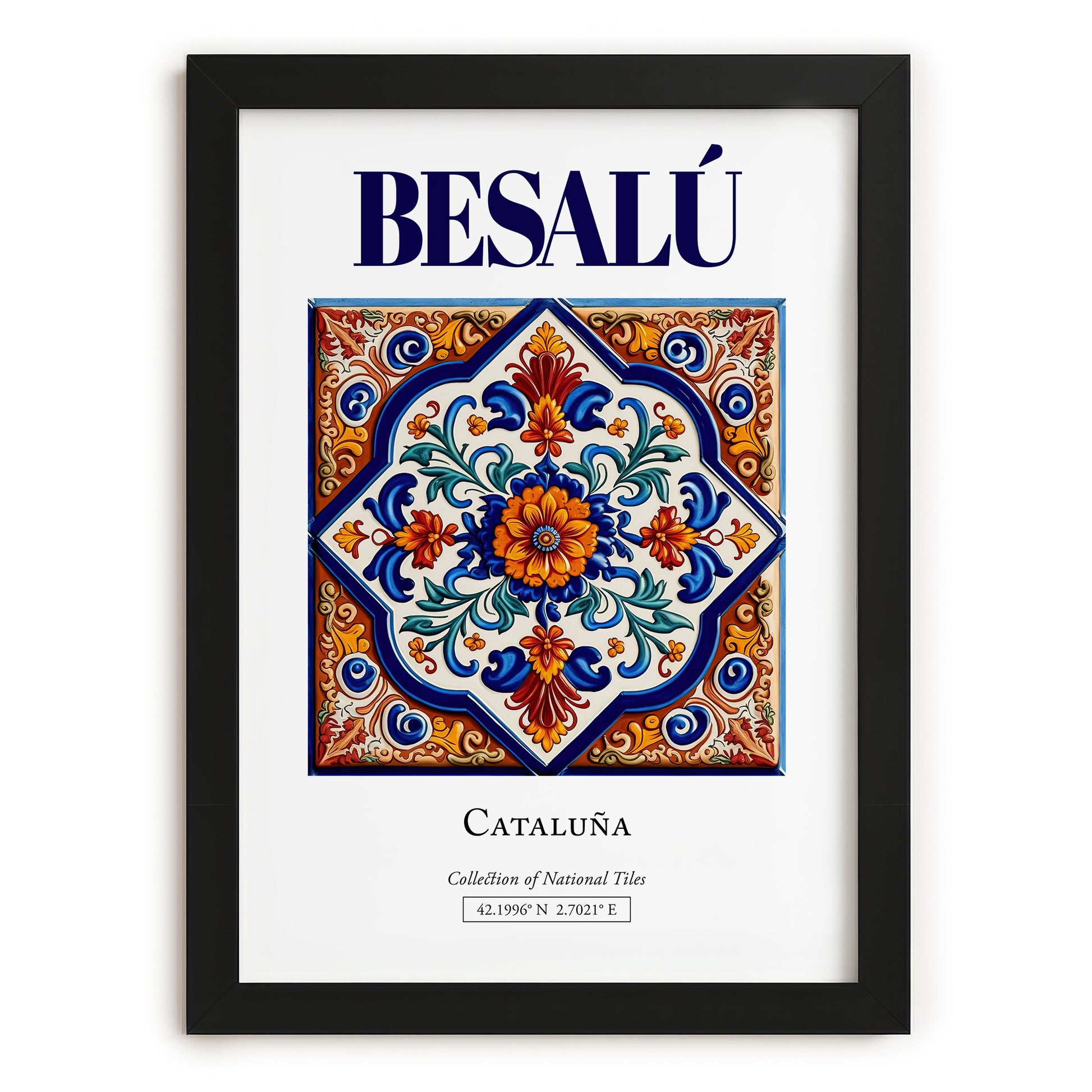 Besalú, Spain – Cultural Heritage Wall Art, in sleek black frame