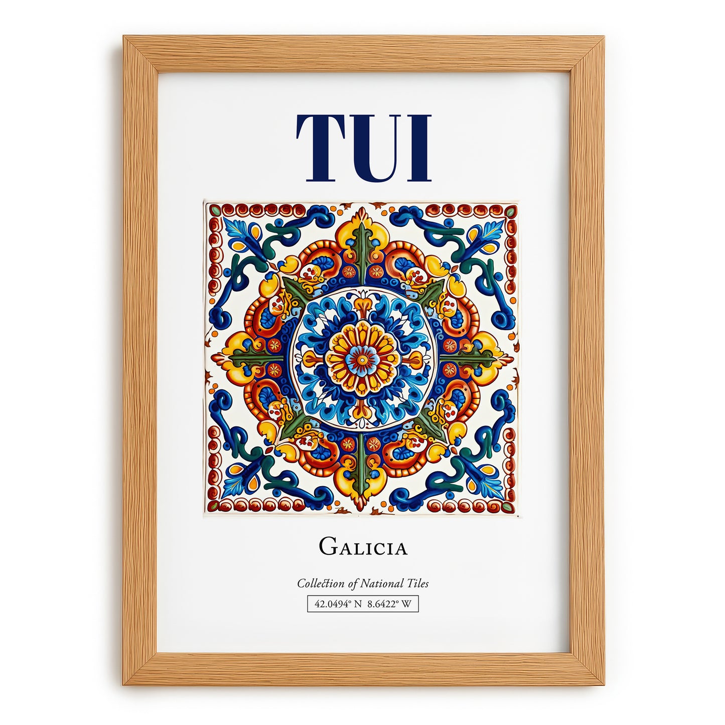 Tui, Spain – Historic Cities Art Print, set in oak frame