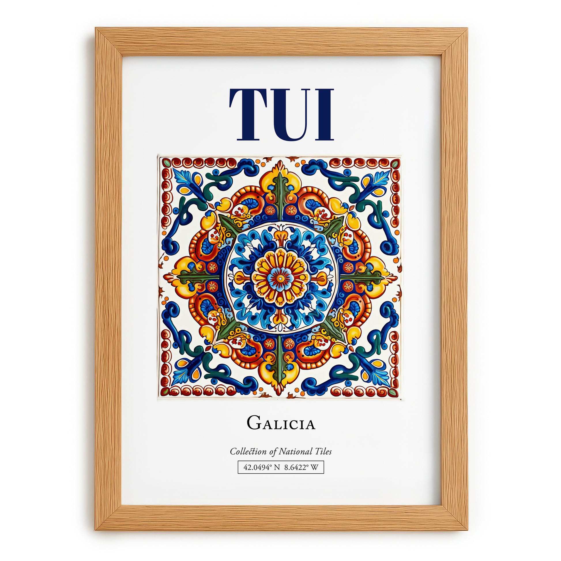 Tui, Spain – Historic Cities Art Print, set in oak frame