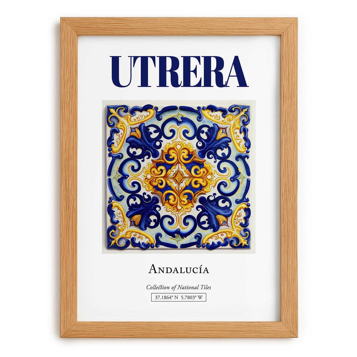 Utrera, Spain – Architectural Travel Art, set in oak frame