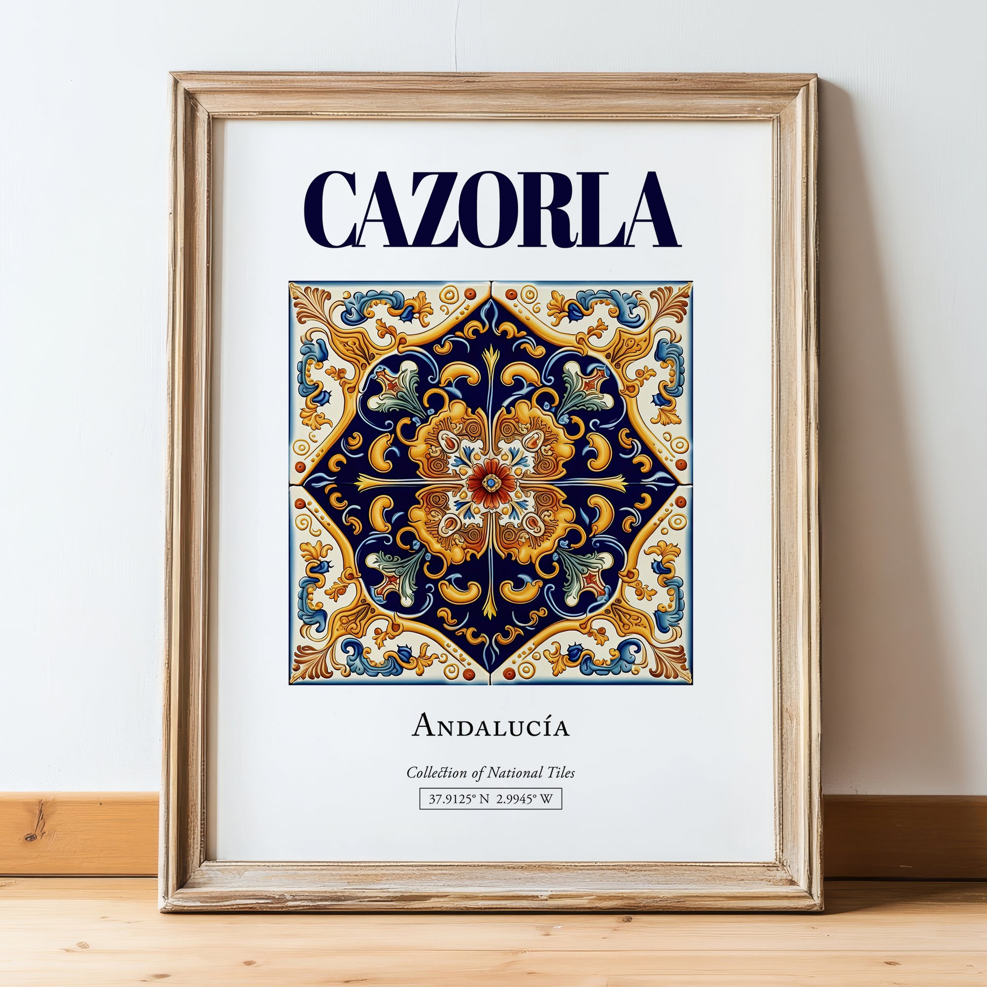 Cazorla, Spain – Travel Print, in wooden frame leaning on the floor