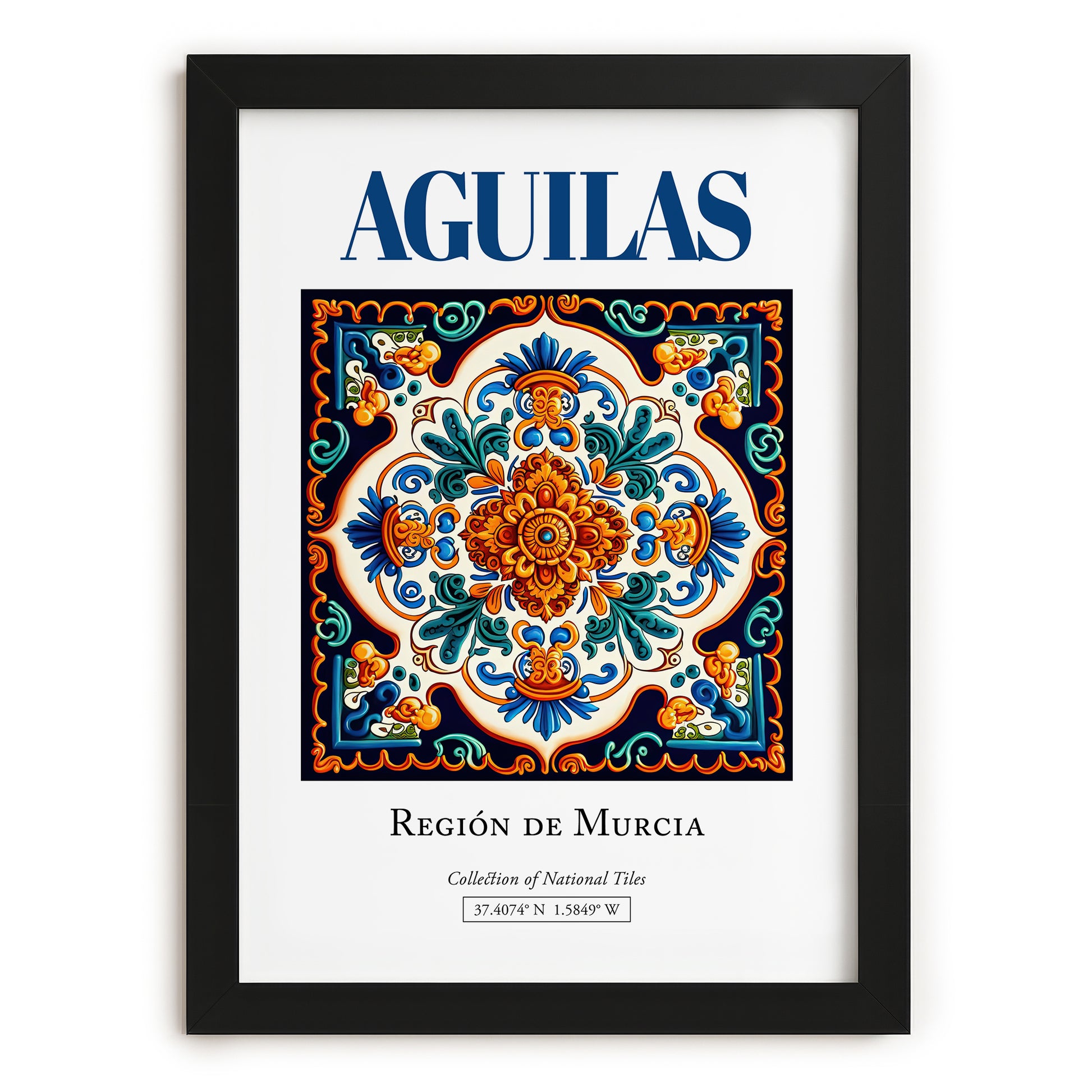 Aguilas, Spain – Retro Travel Poster, in sleek black frame