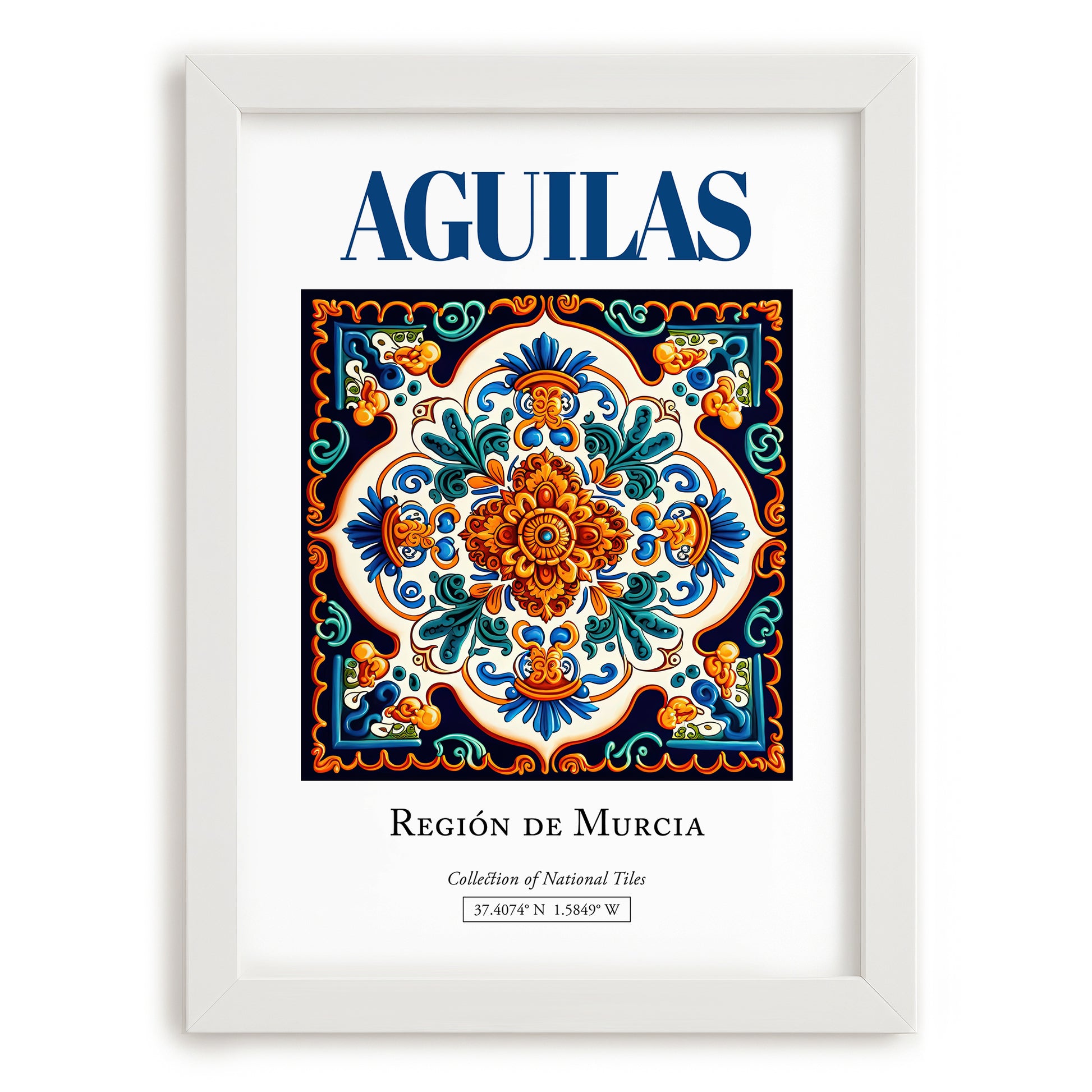 Aguilas, Spain – Retro Travel Poster, placed in minimal white frame