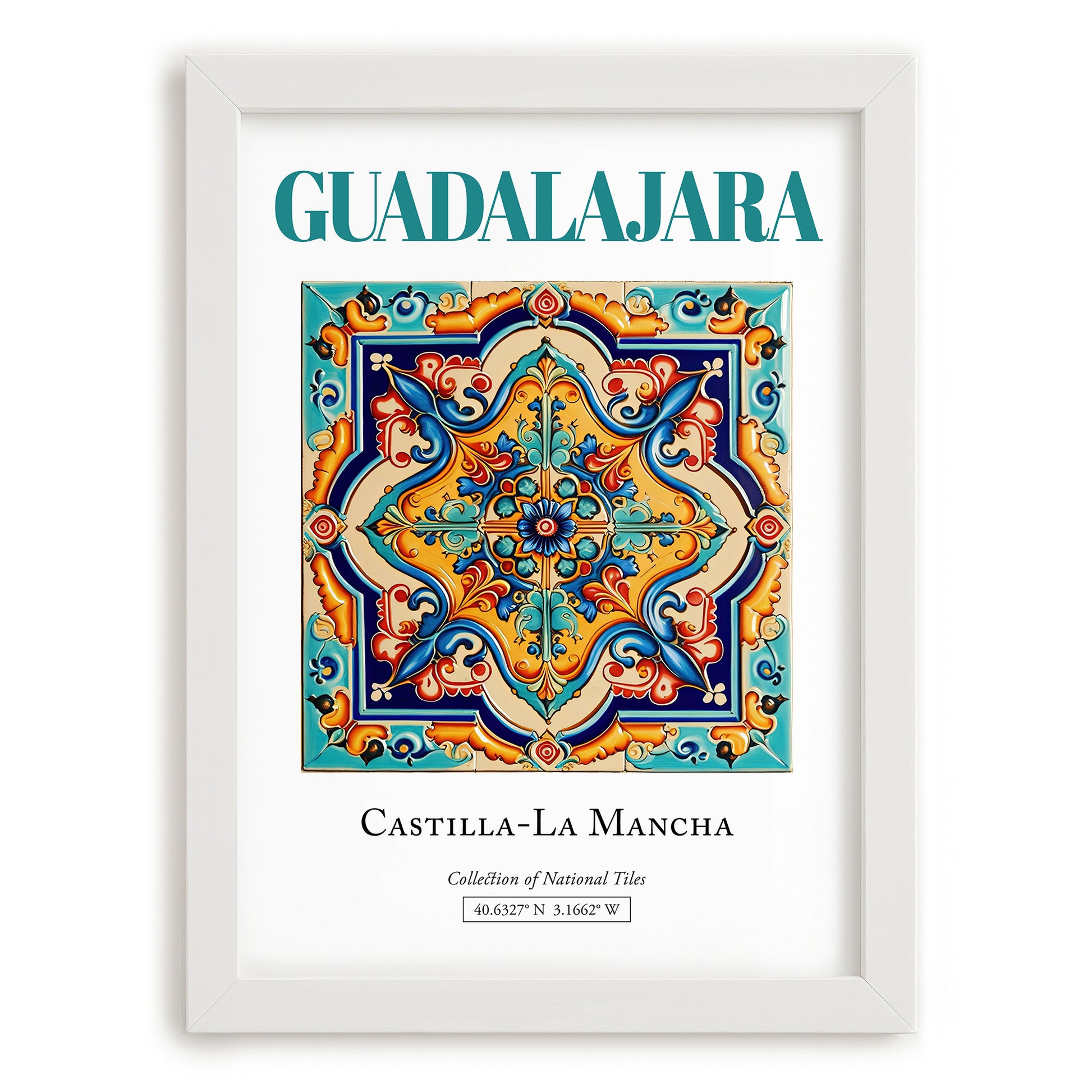 Guadalajara, Spain – Travel Wall Decor, placed in minimal white frame