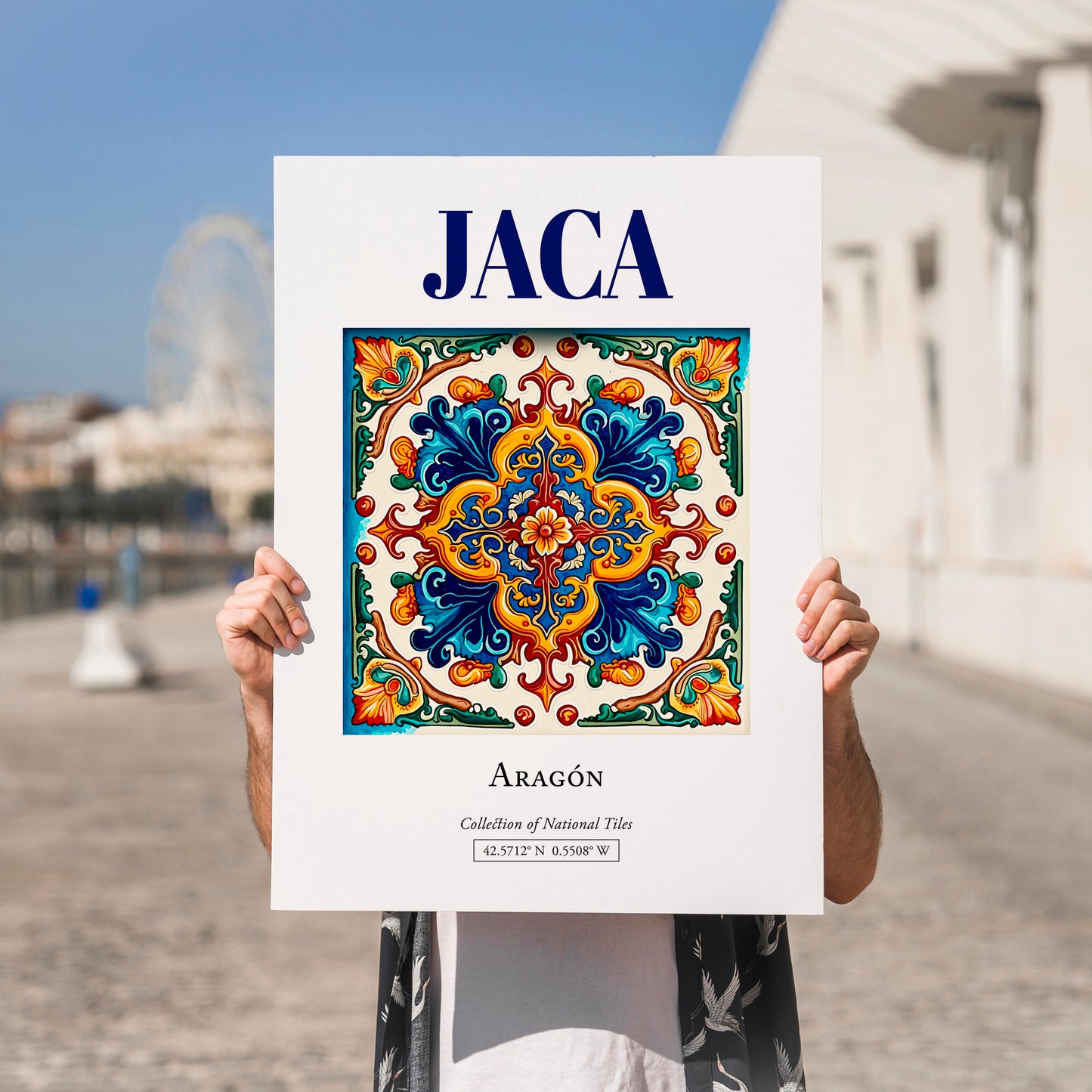 Jaca, Spain – Travel Print, no-text version framed in wood