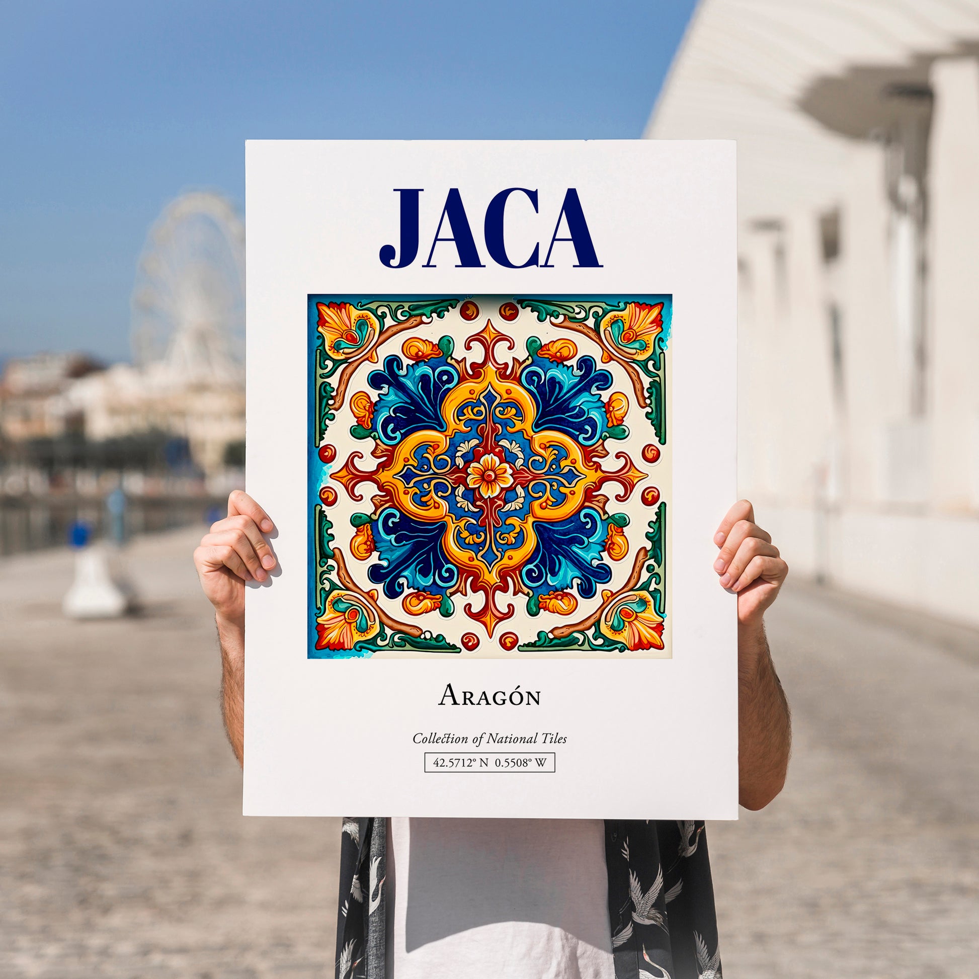 Jaca, Spain – Travel Print, no-text version framed in wood