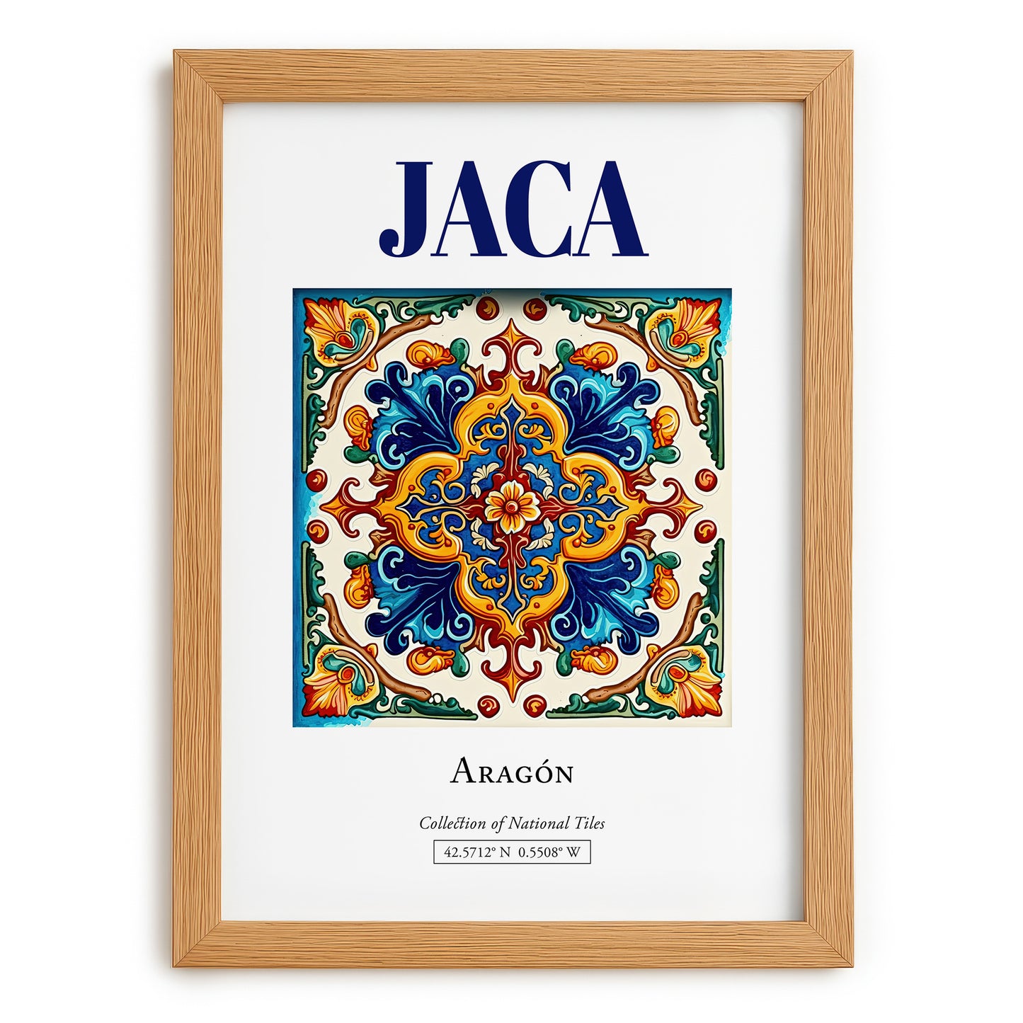 Jaca, Spain – Travel Print, set in oak frame