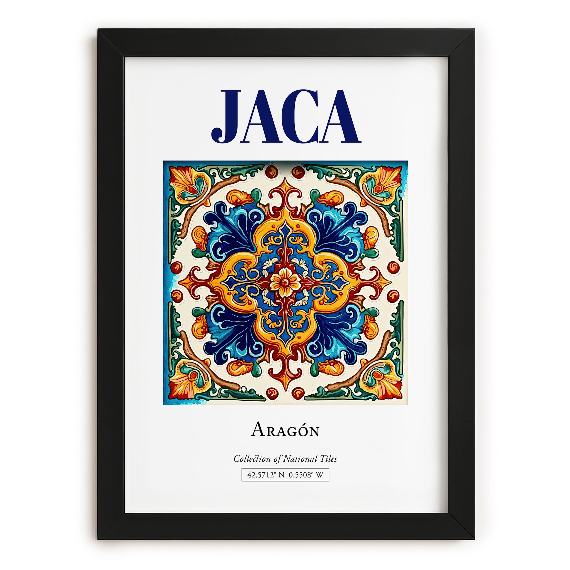 Jaca, Spain – Travel Print, in sleek black frame