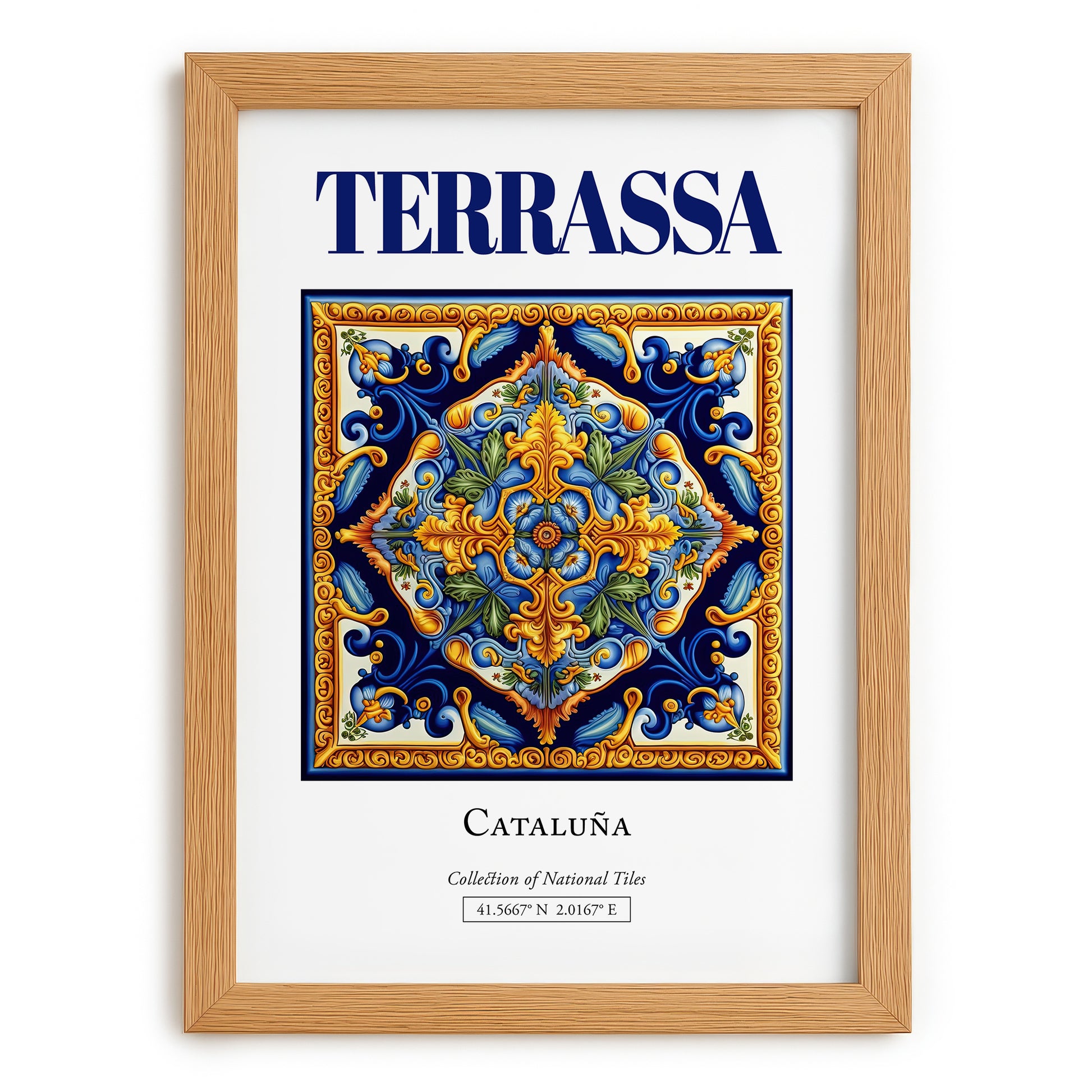 Terrassa, Spain – Wanderlust-Inspired Poster, set in oak frame