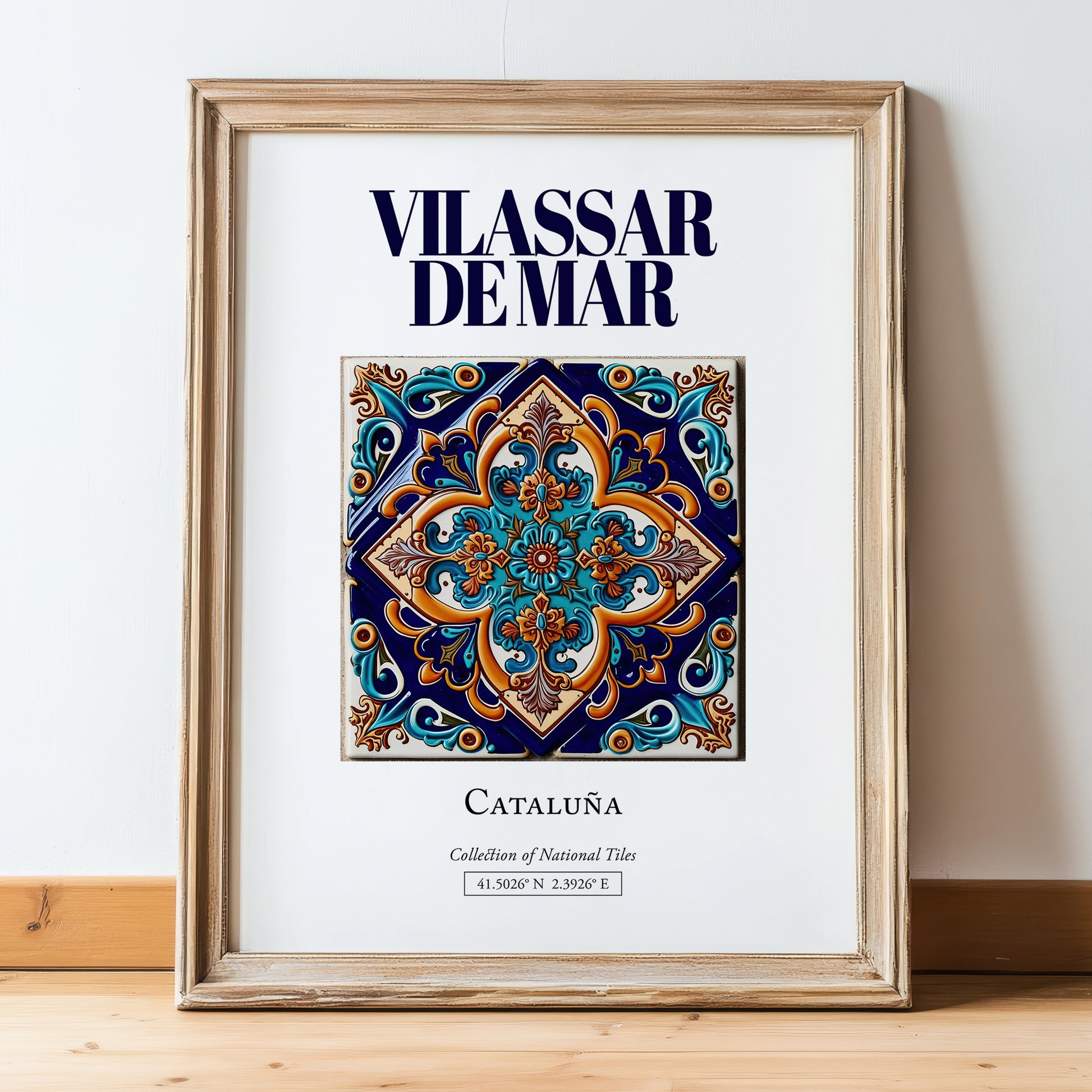 Vilassar de Mar, Spain – Dream Destination Decor, in wooden frame leaning on the floor