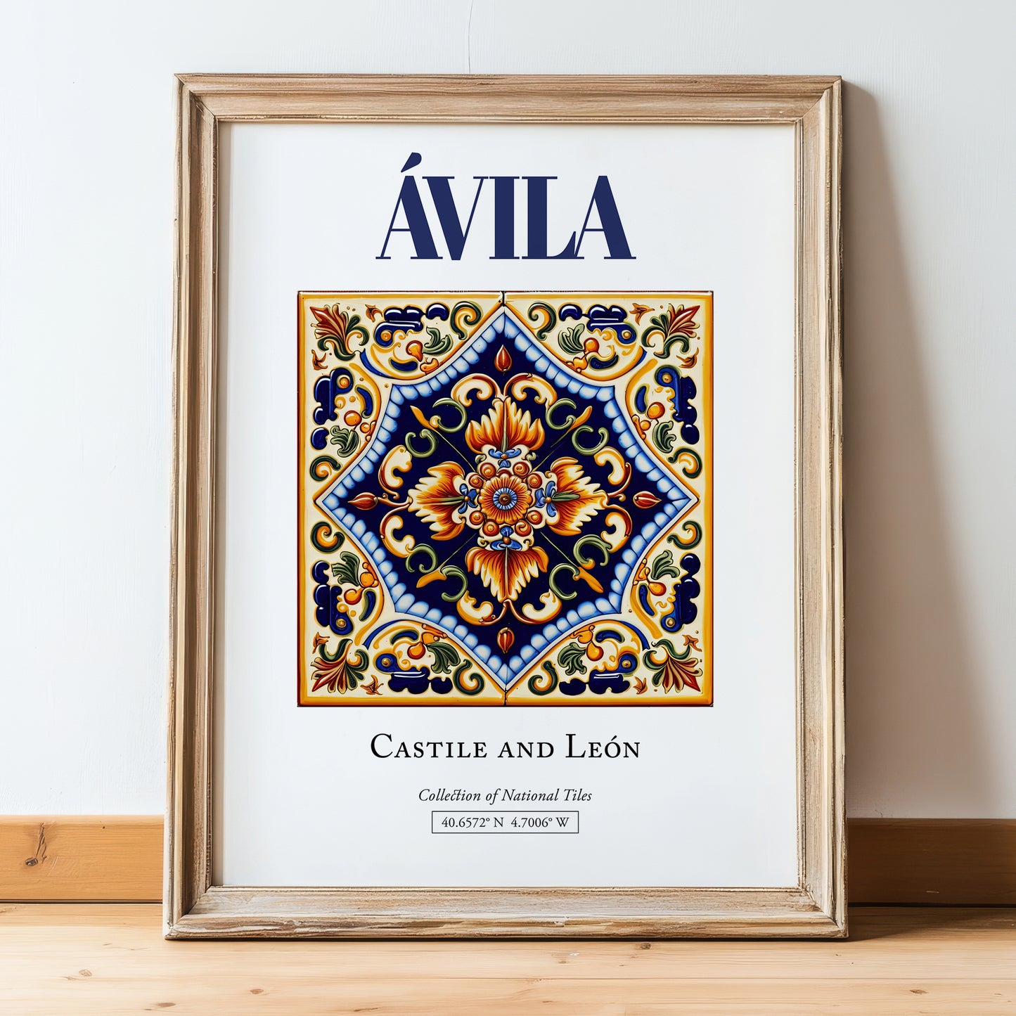 Ávila, Spain – Travel Print, in wooden frame leaning on the floor