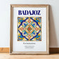Badajoz, Spain – Travel Poster, in wooden frame leaning on the floor