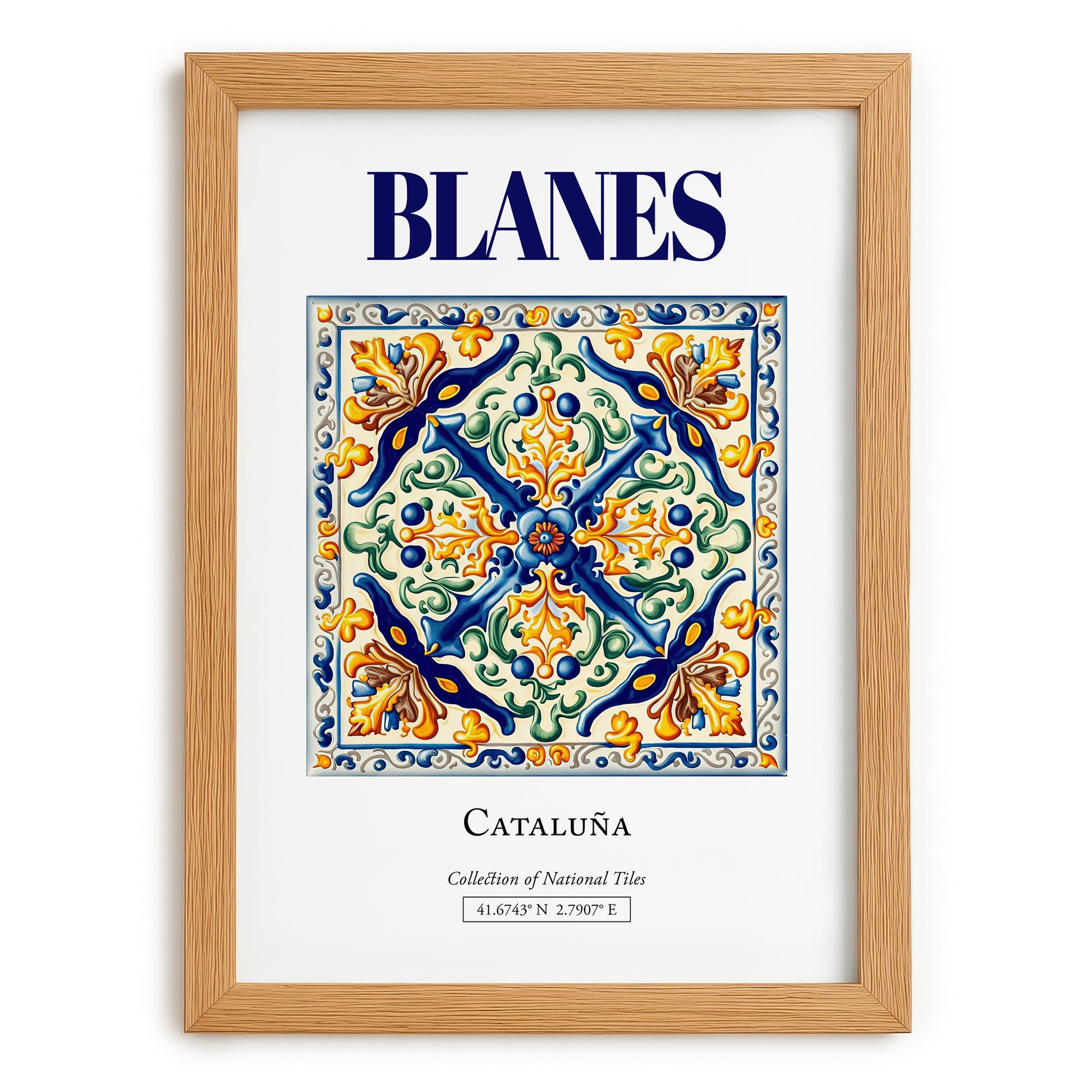 Blanes, Spain – Travel Print, set in oak frame