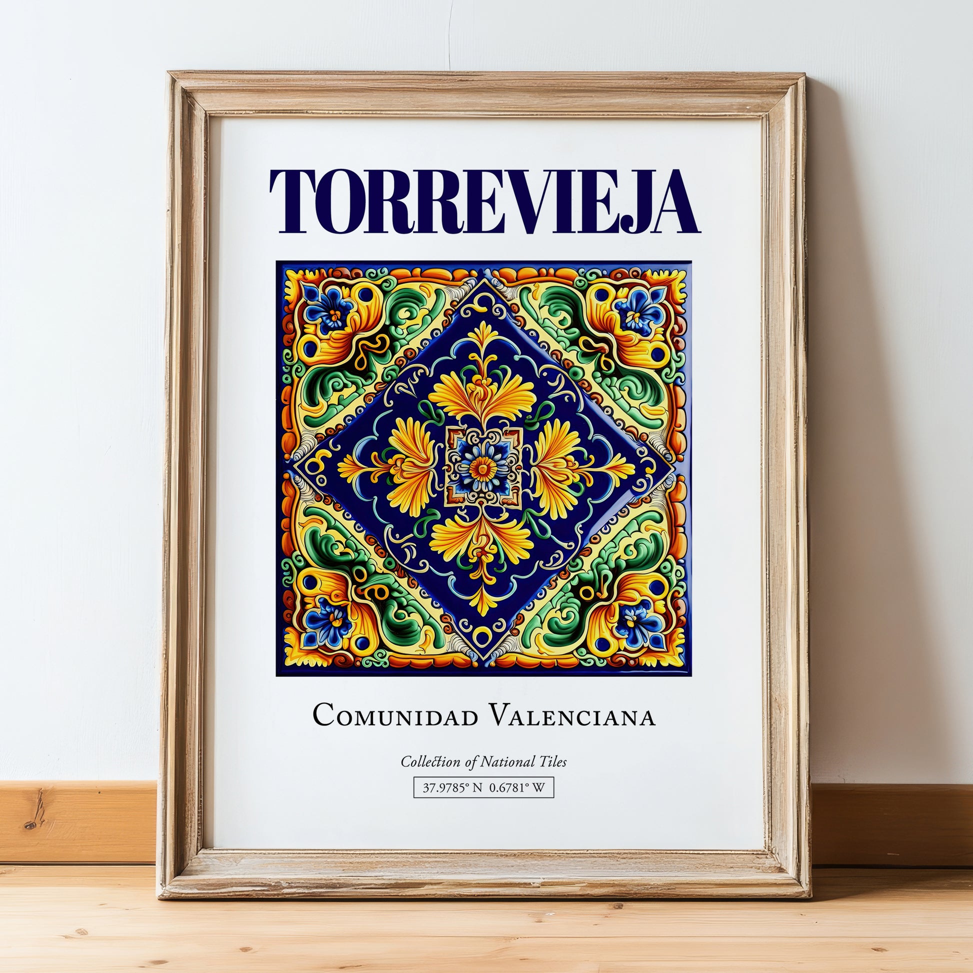 Torrevieja, Spain – Travel Print, in wooden frame leaning on the floor