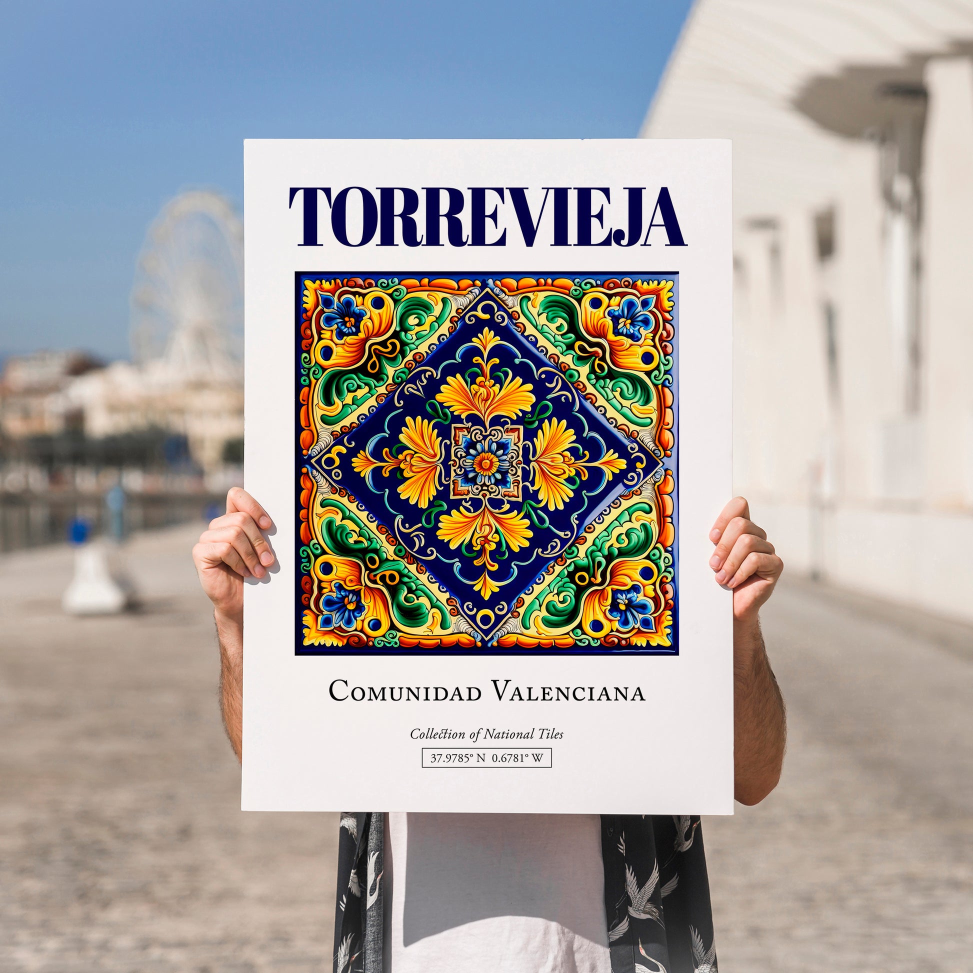 Torrevieja, Spain – Travel Print, no-text version framed in wood