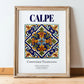 Calpe, Spain – Travel Poster, in wooden frame leaning on the floor