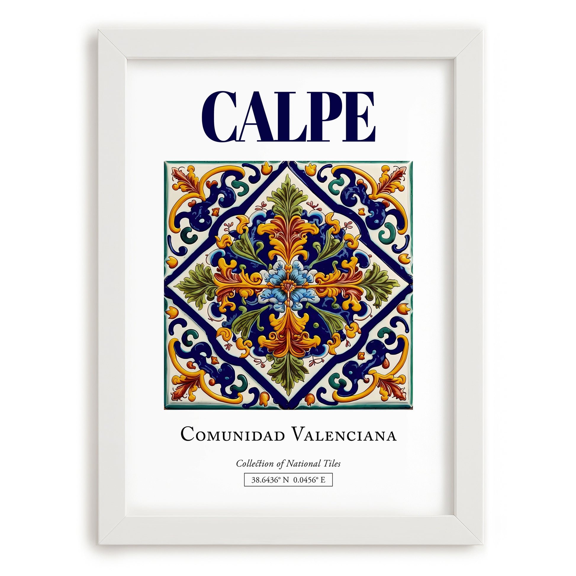 Calpe, Spain – Travel Poster, placed in minimal white frame