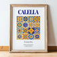 Calella, Spain – Illustrated Travel Poster, in wooden frame leaning on the floor