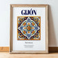 Gijón, Spain – Travel Wall Art, in wooden frame leaning on the floor