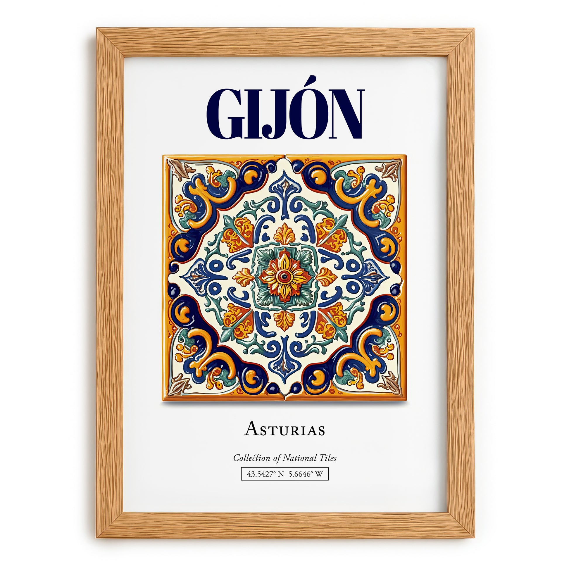 Gijón, Spain – Travel Wall Art, set in oak frame
