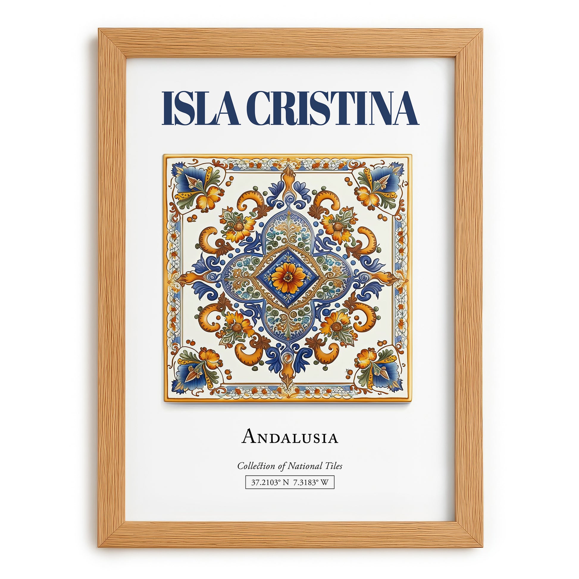 Isla Cristina, Spain – Travel Print, set in oak frame