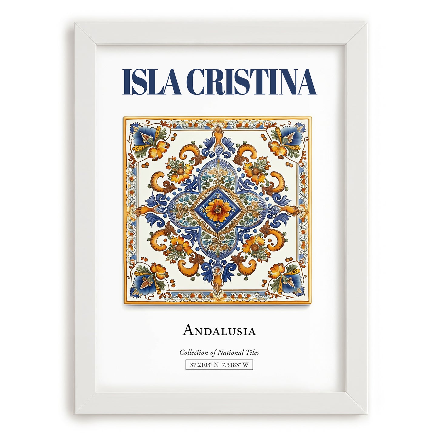 Isla Cristina, Spain – Travel Print, placed in minimal white frame