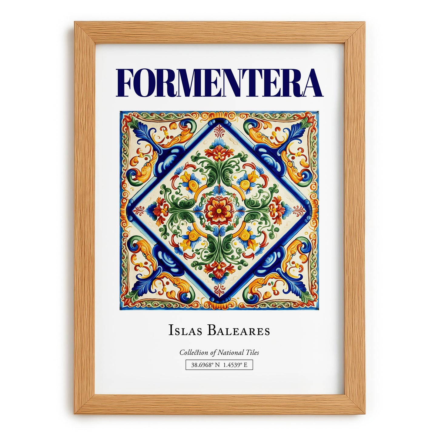 Formentera, Spain – Architectural Travel Art, set in oak frame
