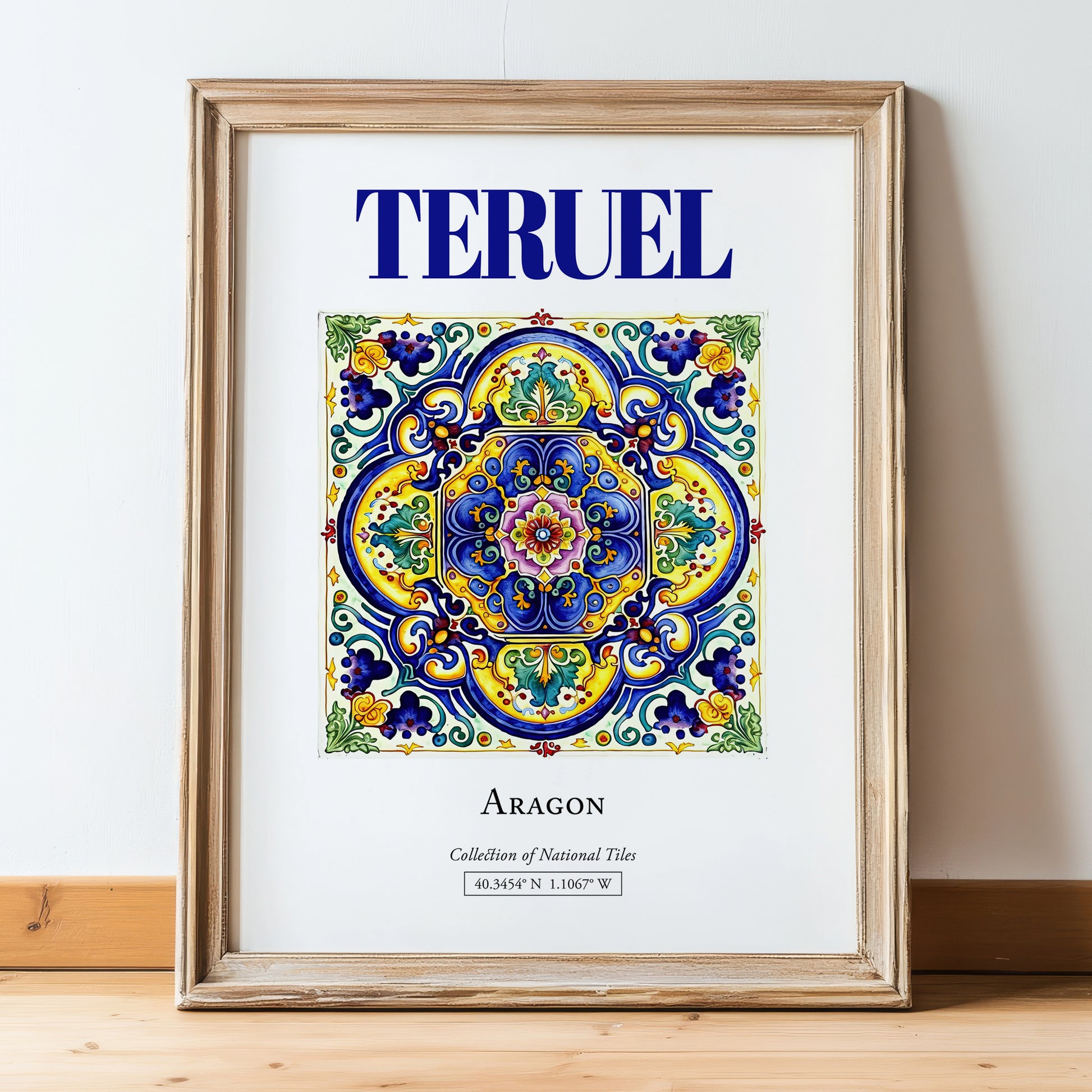 Teruel, Spain – Dream Destination Decor, in wooden frame leaning on the floor