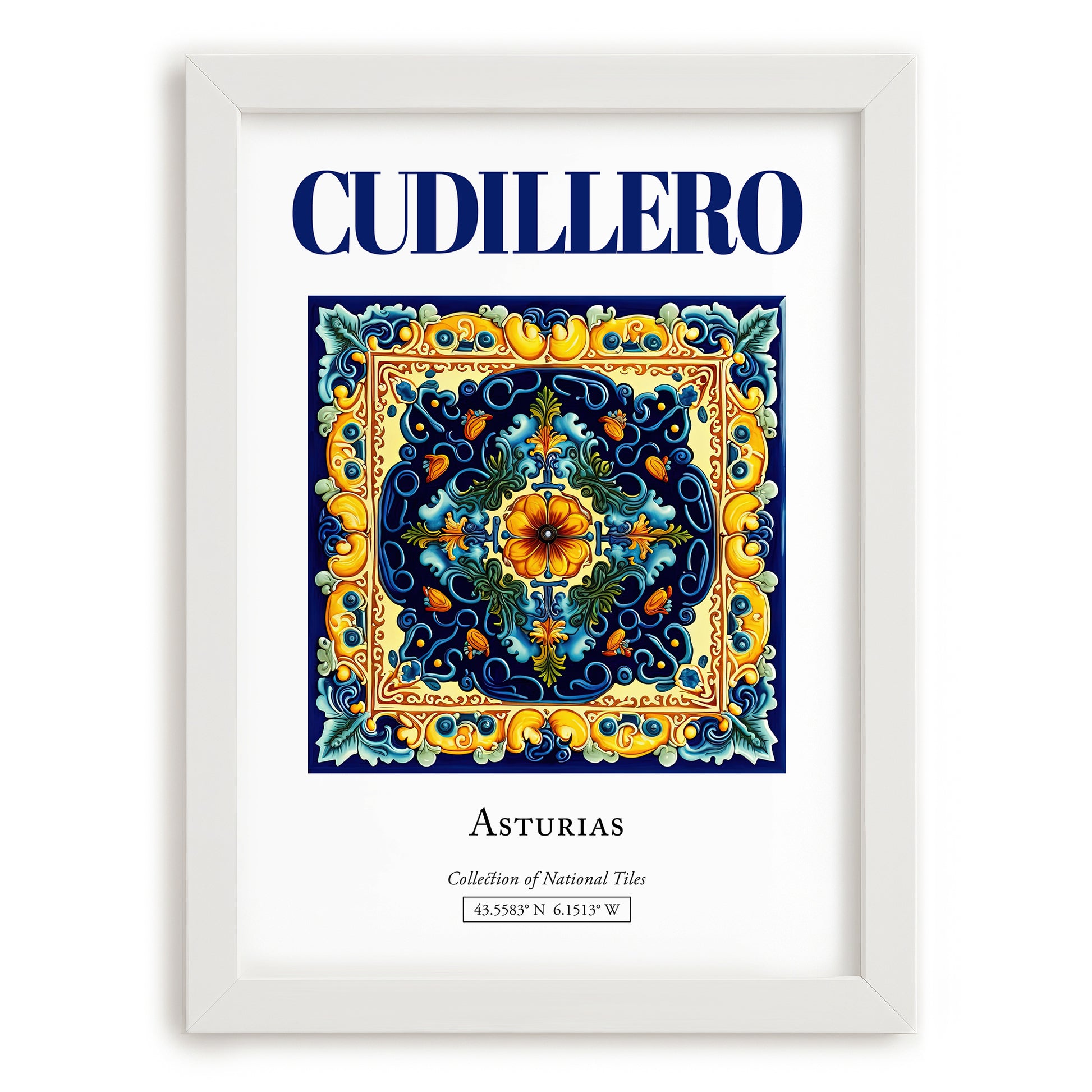 Cudillero, Spain – Travel Print, placed in minimal white frame