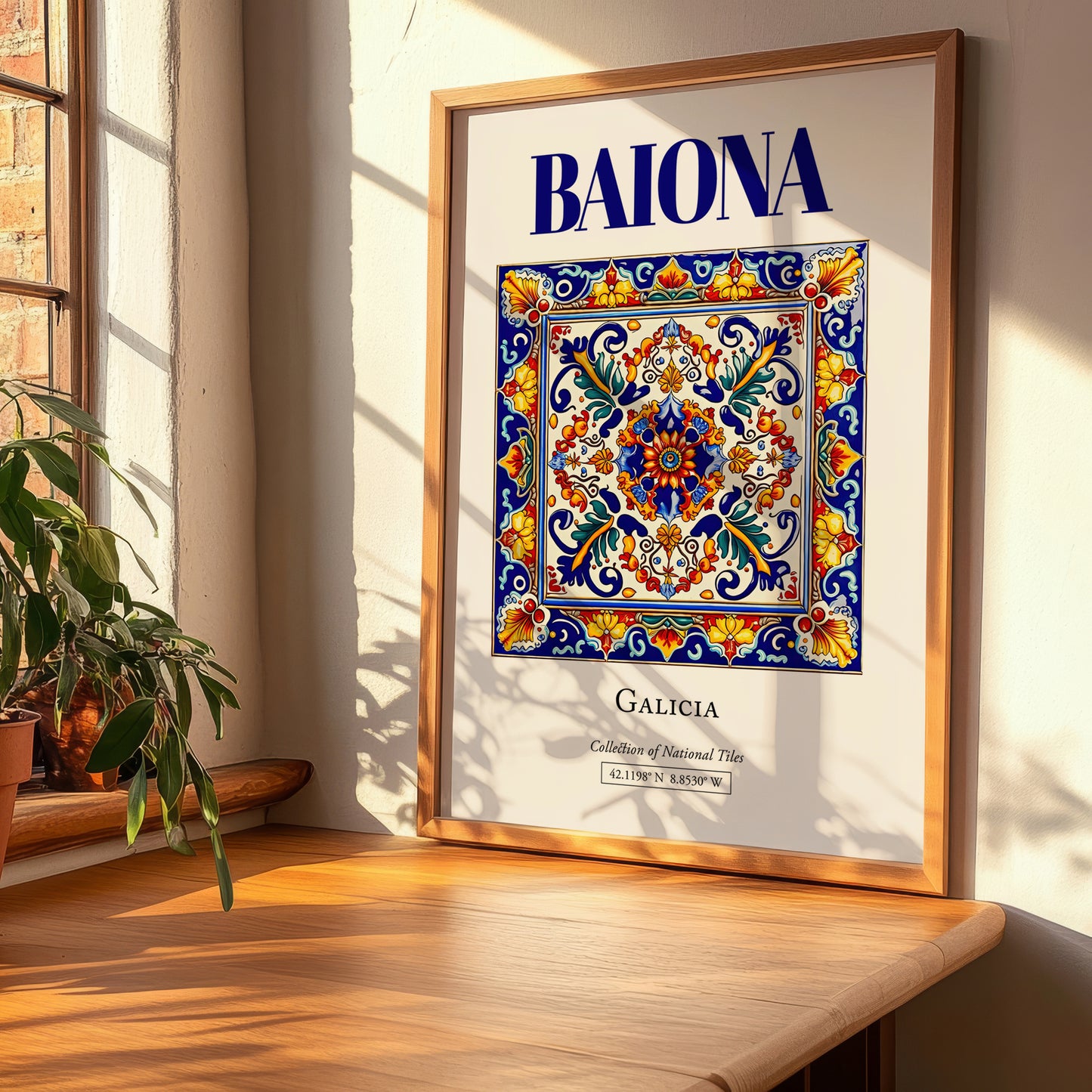 Baiona, Spain – Retro Travel Poster, clean layout with no caption