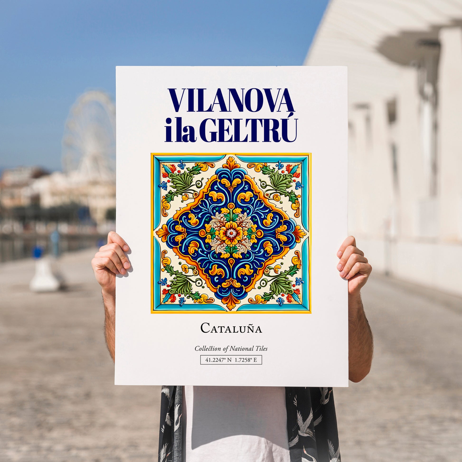 Vilanova i la Geltrú, Spain – Travel Print, no-text version framed in wood
