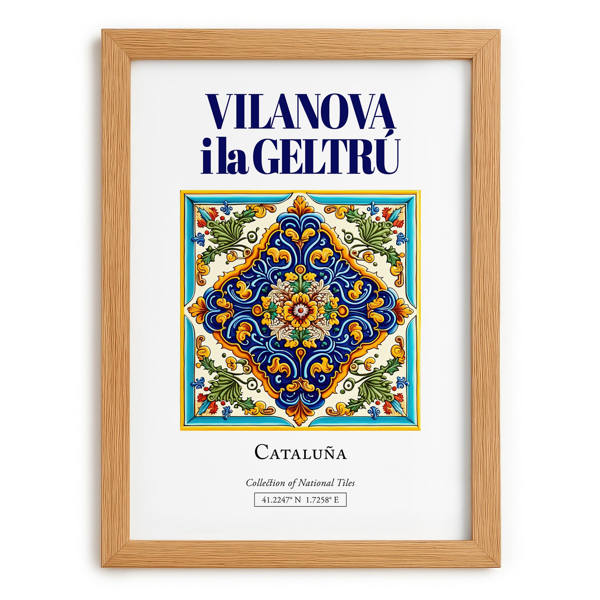 Vilanova i la Geltrú, Spain – Travel Print, set in oak frame