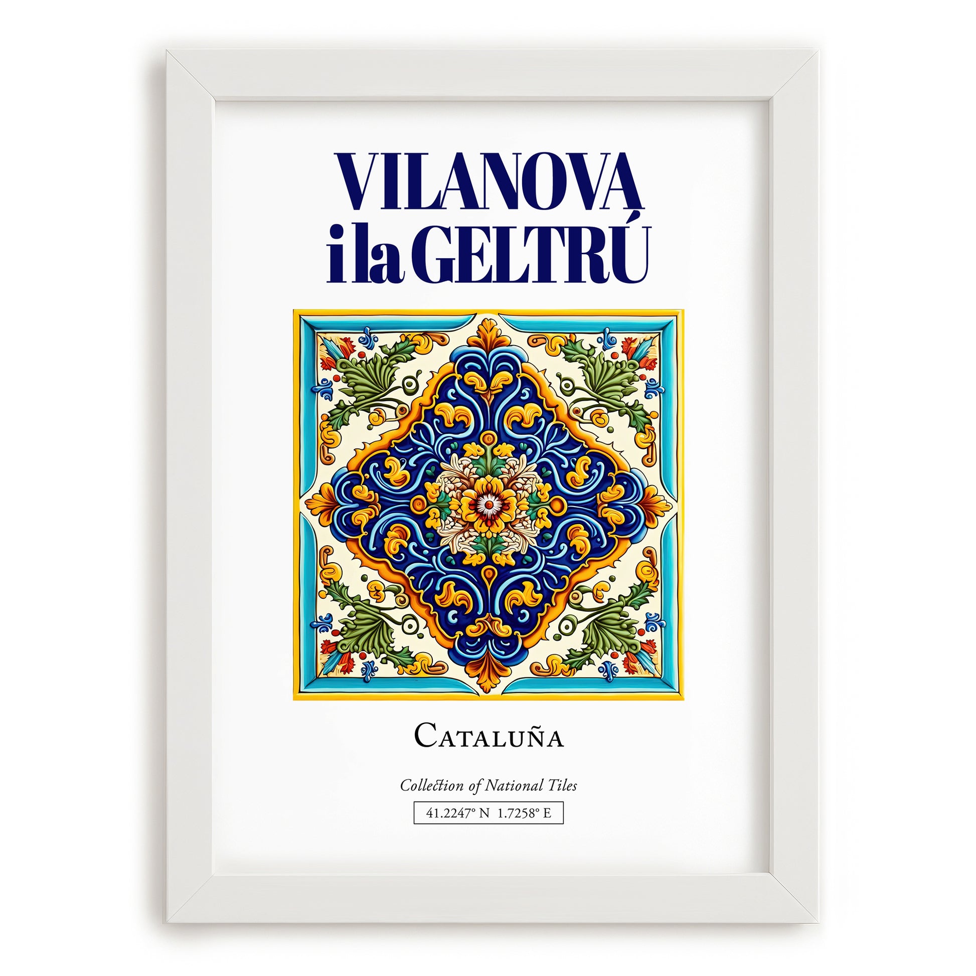 Vilanova i la Geltrú, Spain – Travel Print, placed in minimal white frame