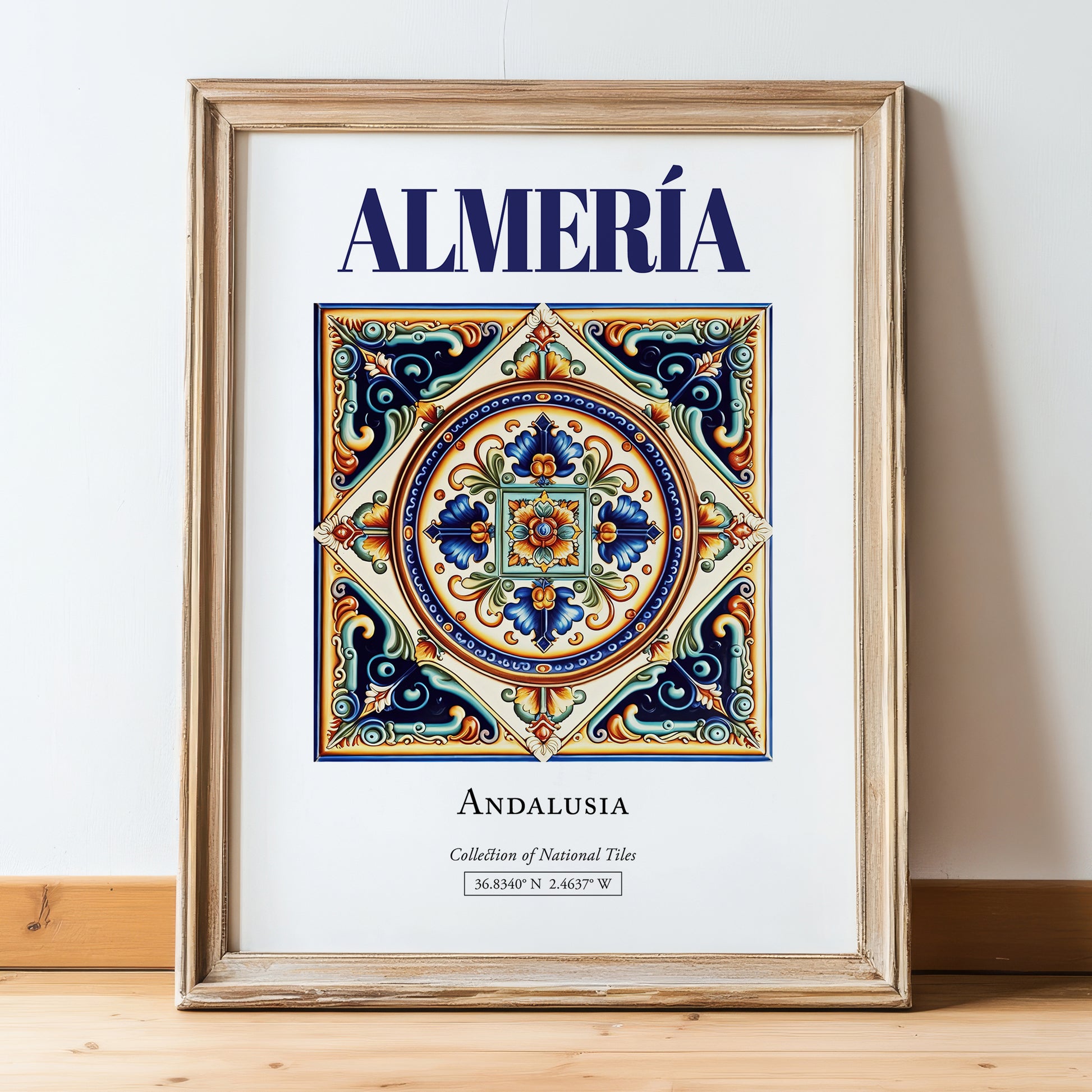 Almería, Spain – Travel Print, in wooden frame leaning on the floor