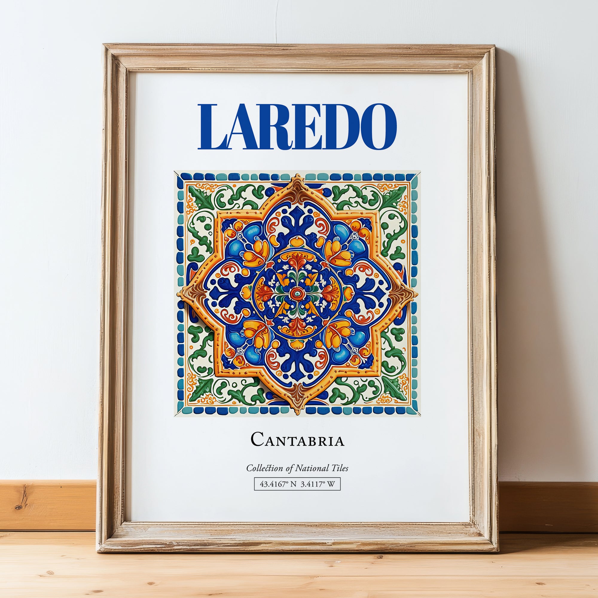 Laredo, Spain – Travel Wall Decor, in wooden frame leaning on the floor