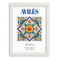Avilés, Spain – Travel Print, placed in minimal white frame